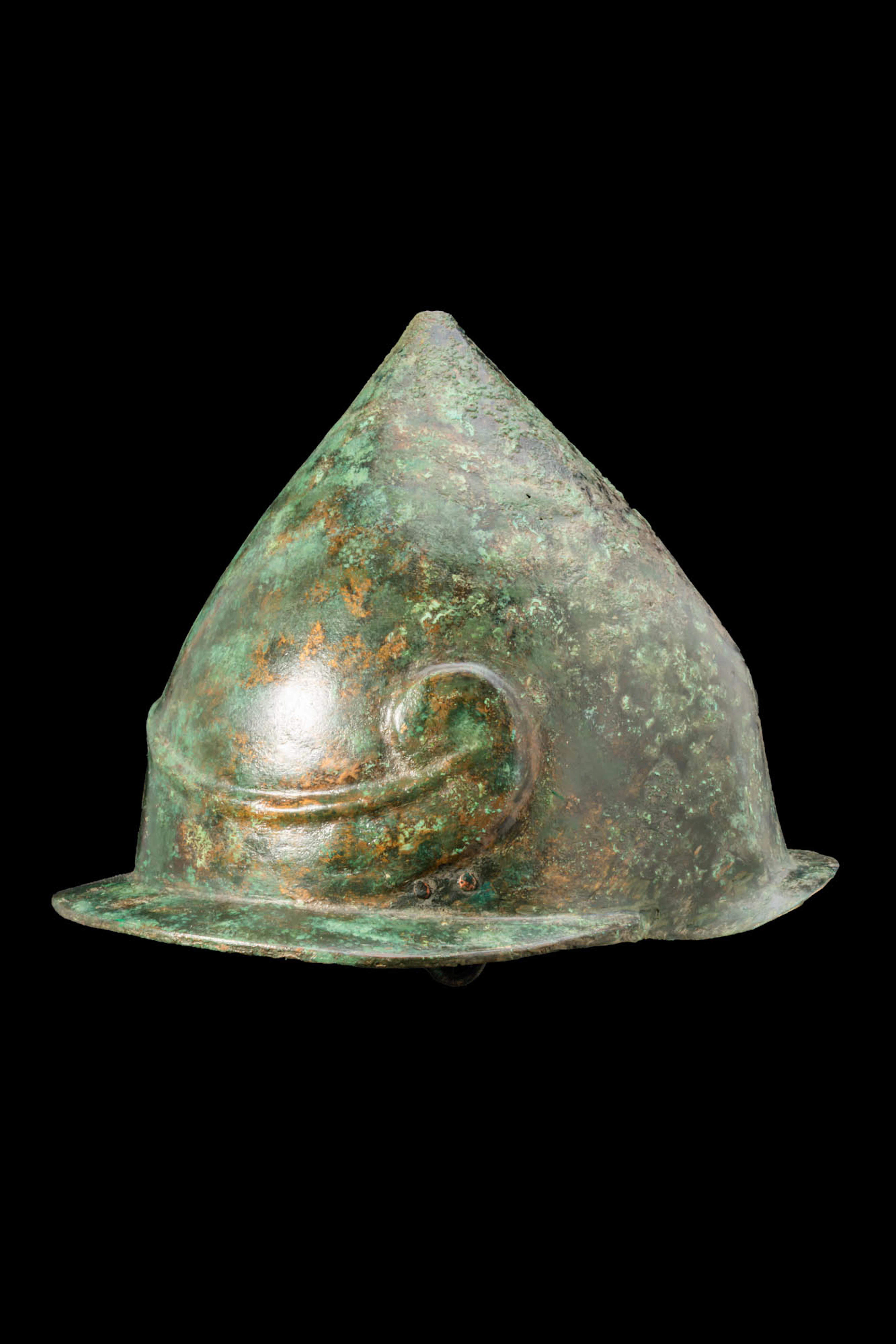 RARE GREEK KONOS TYPE BRONZE HELMET