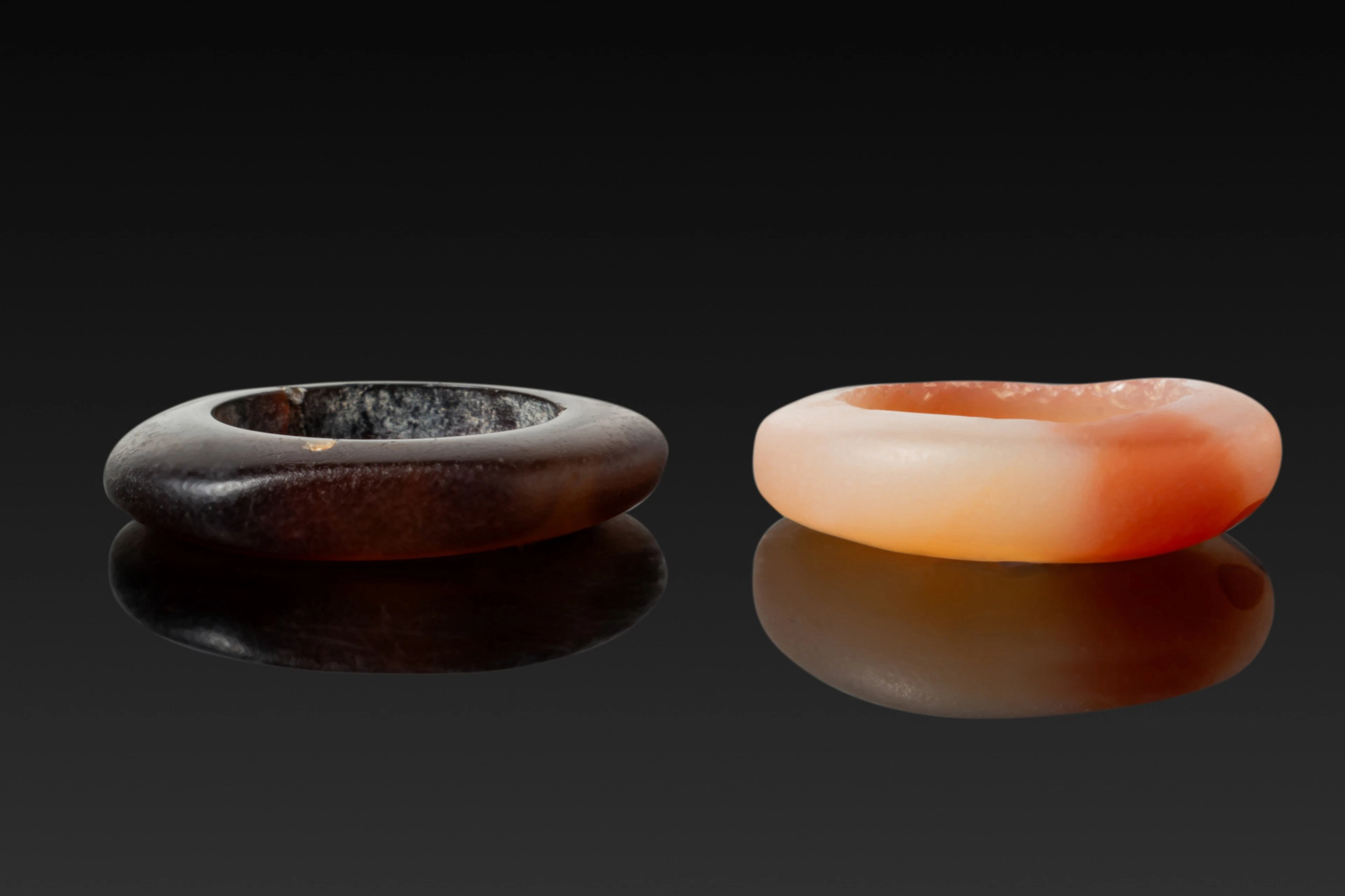 PAIR OF EGYPTIAN AGATE RINGS