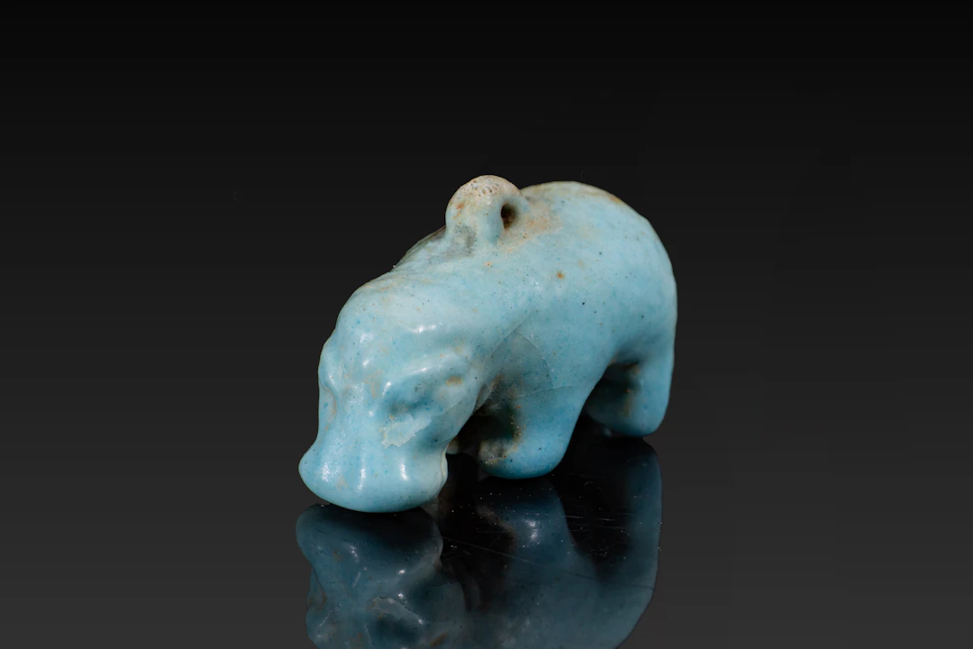 EGYPTIAN FAIENCE HIPPOPOTAMUS AMULET