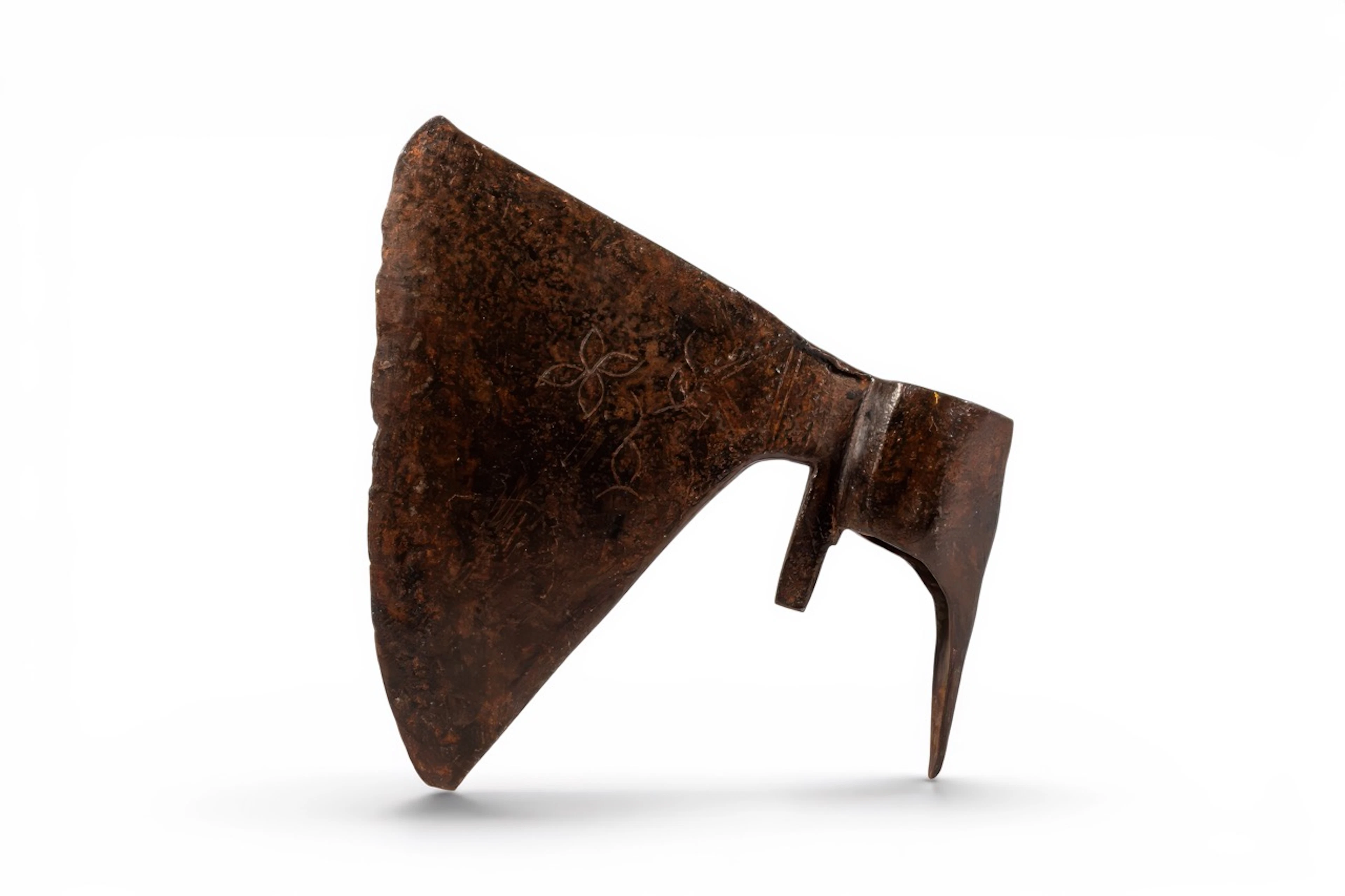 RENAISSANCE IRON AXE HEAD WITH FLORAL MOTIFS