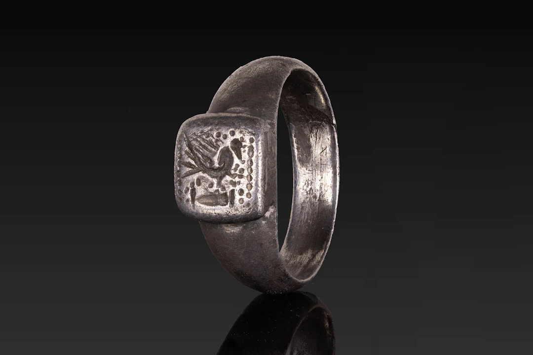 VIKING AGE SILVER RING WITH A BIRD