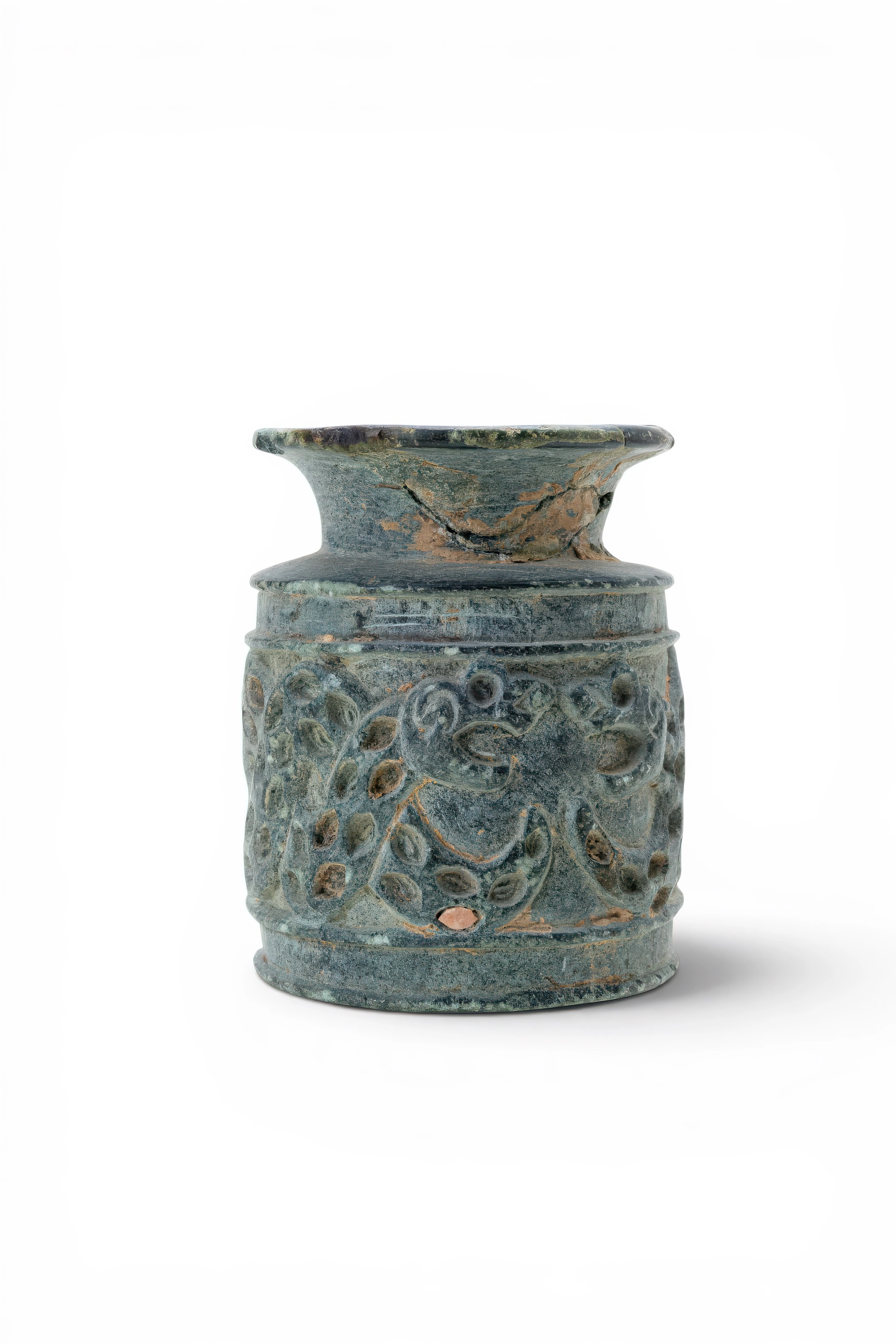 BACTRIAN CHLORITE JAR INLAID WITH SNAKE MOTIFS