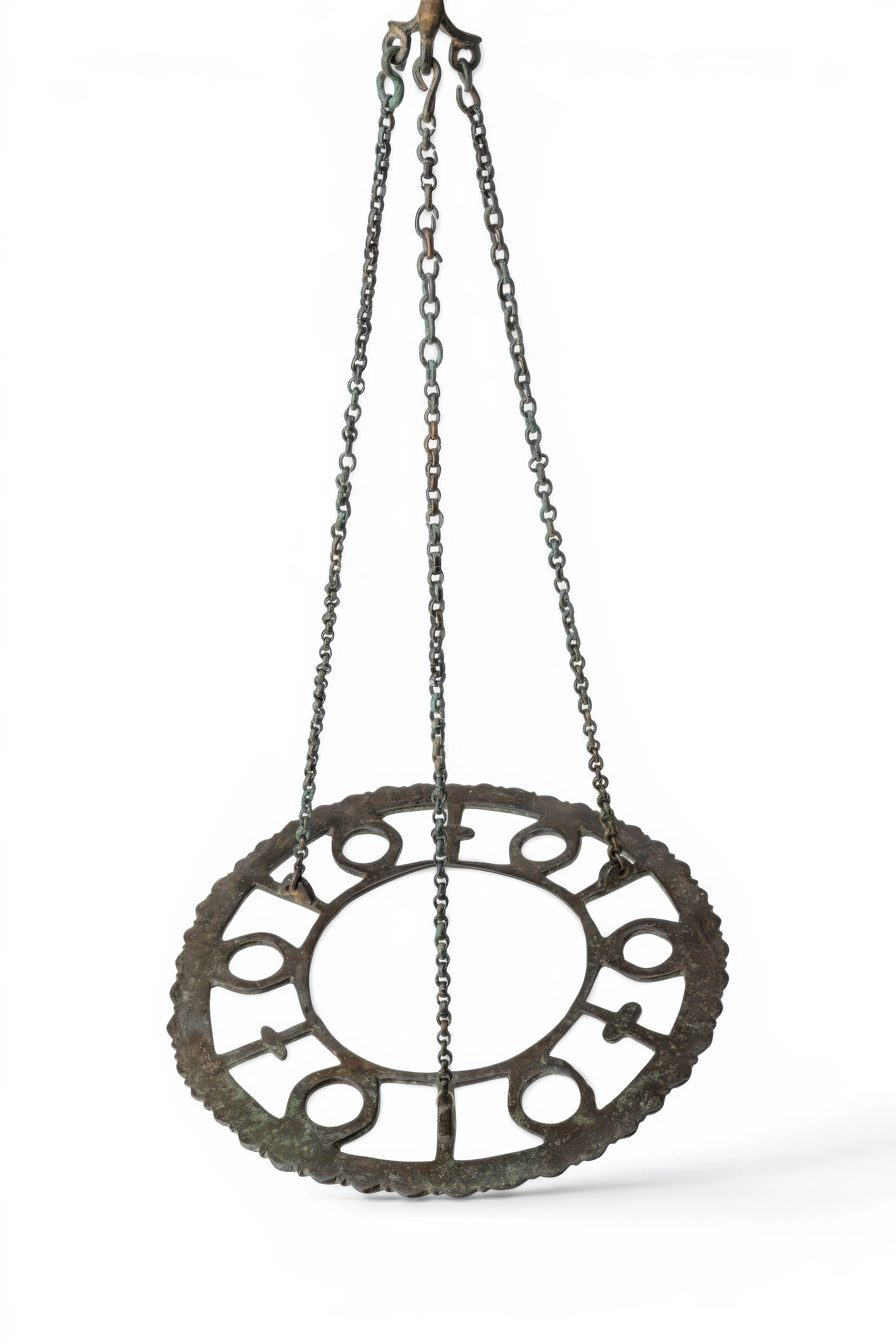 BYZANTINE BRONZE POLYCANDELON WITH ORIGINAL CHAINS