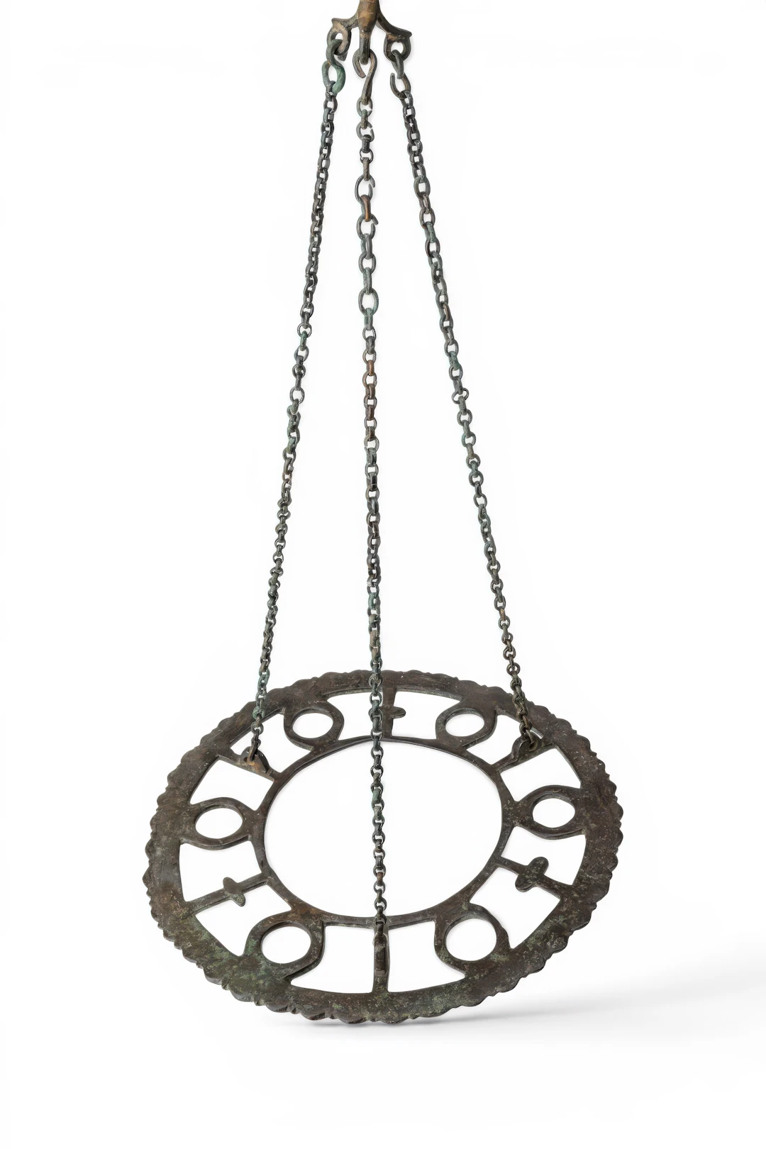 BYZANTINE BRONZE POLYCANDELON WITH ORIGINAL CHAINS