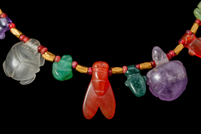 EGYPTIAN STONE AND FAIENCE BEAD NECKLACE - EX CHRISTIE'S