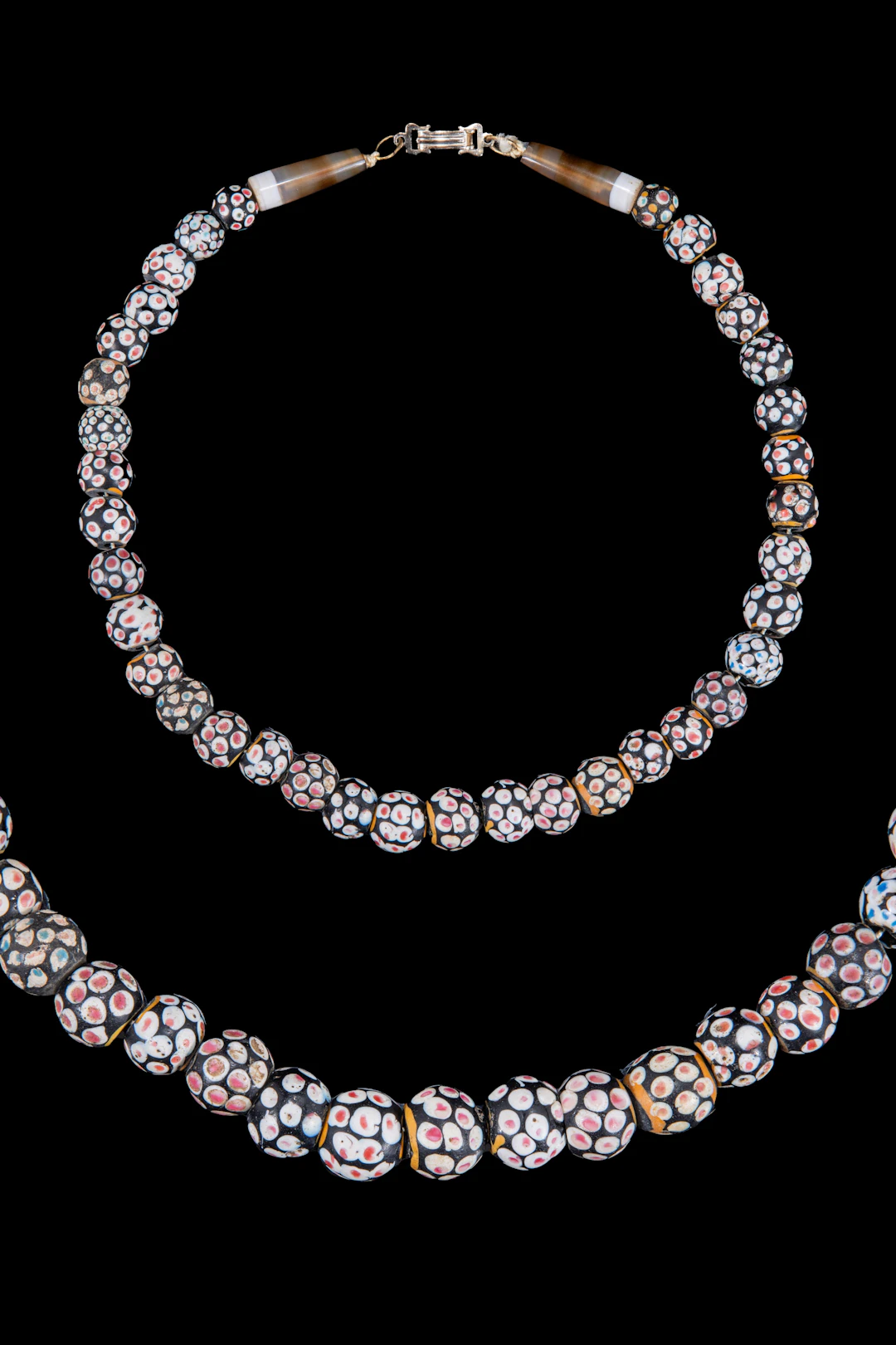 ROMANO EGYPTIAN GLASS AND BANDED AGATE BEAD NECKLACE