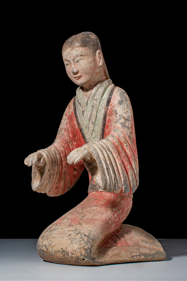 CHINESE TERRACOTTA KNEELING COURT LADY - TL TESTED
