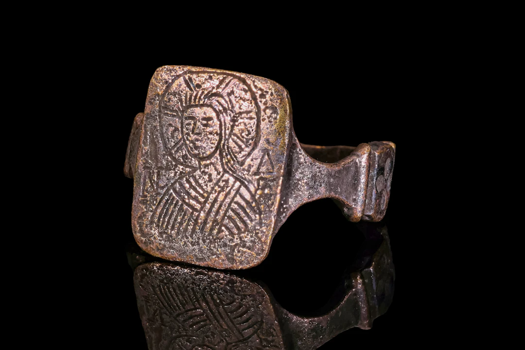 BYZANTINE SILVER RING WITH SAINT JOHN AND INSCRIPTION