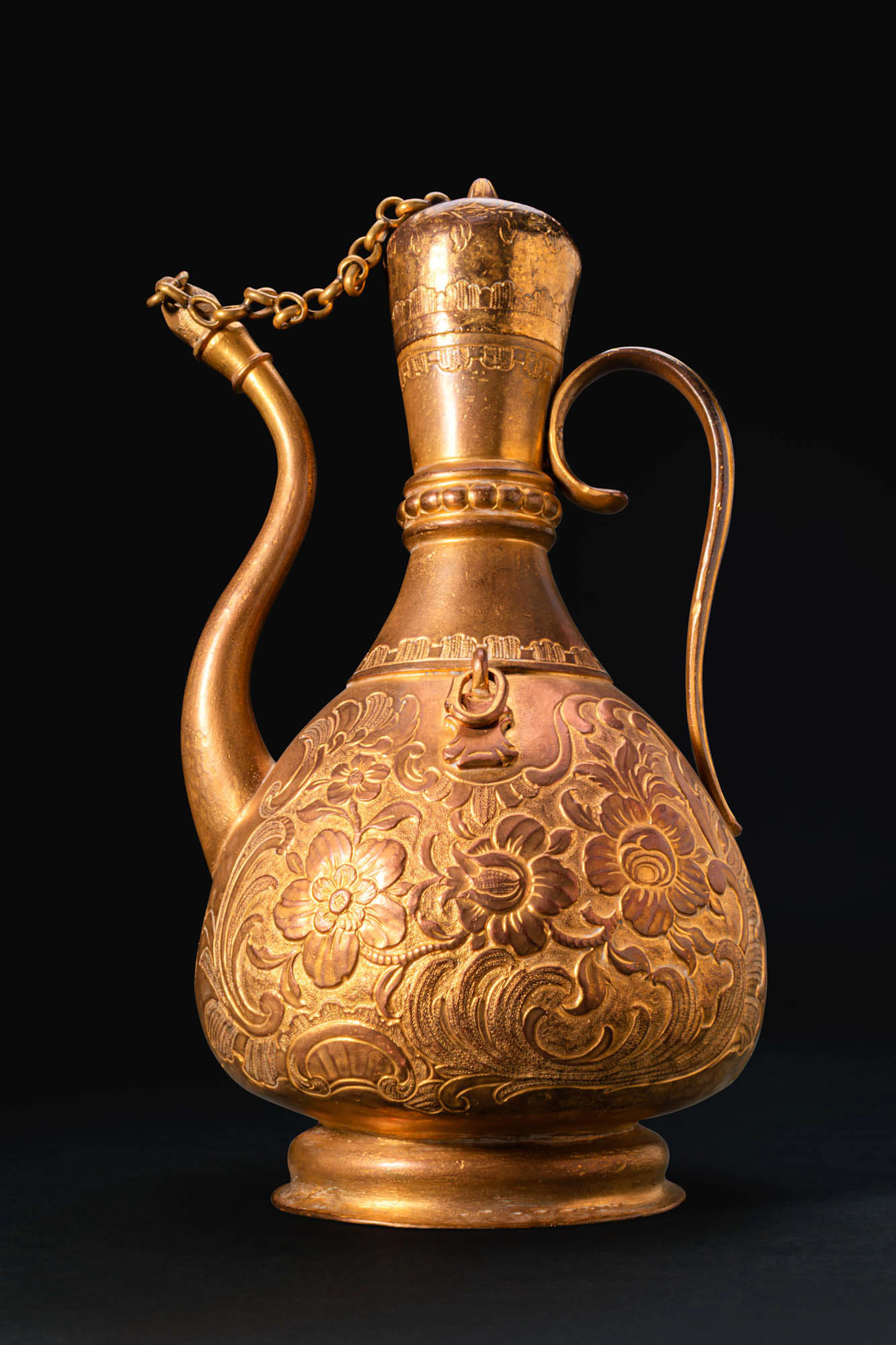 OTTOMAN GILT COPPER (TOMBAK) EWER