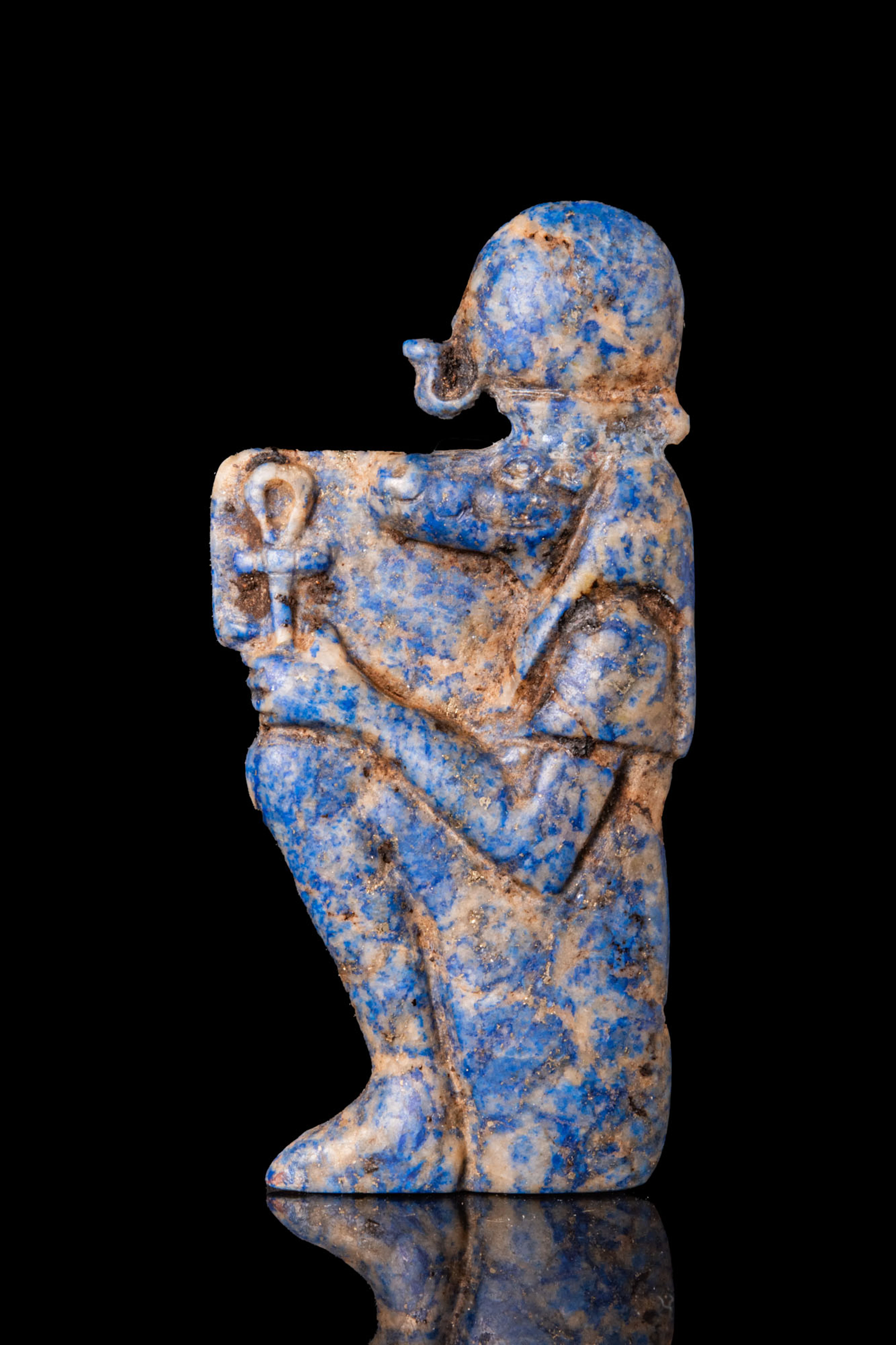 RARE EGYPTIAN LAPIS LAZULI AMULET OF SOBEK