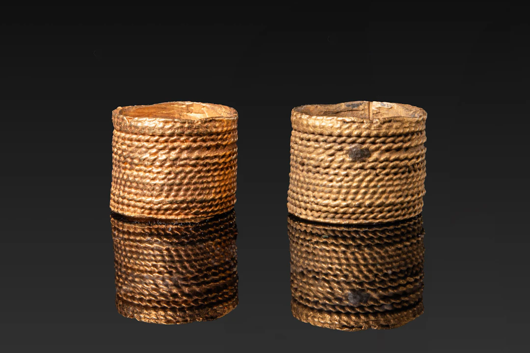 PAIR OF CELTIC GOLD HAIR RINGS