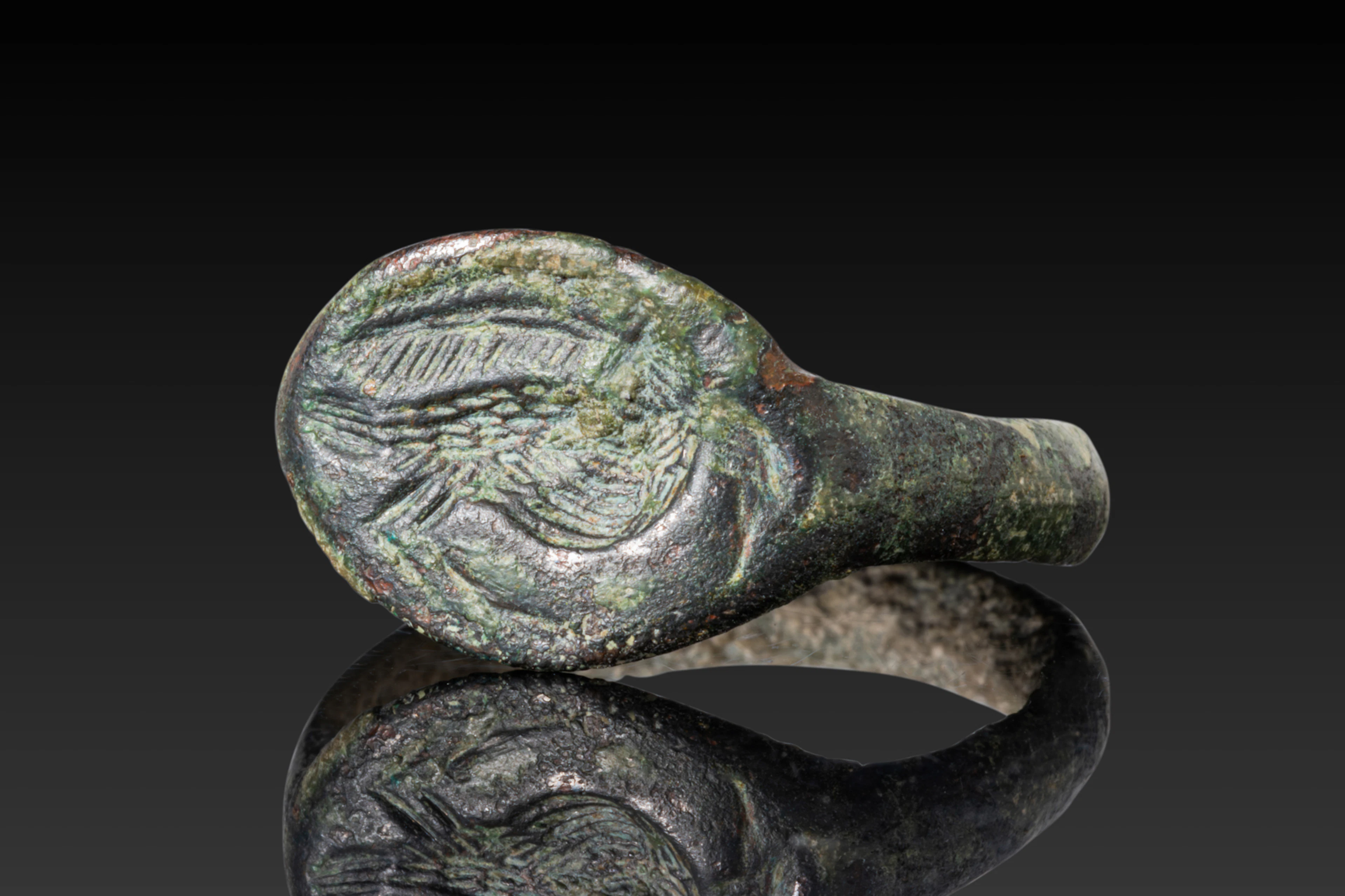 GREEK BRONZE RING WITH BIRD