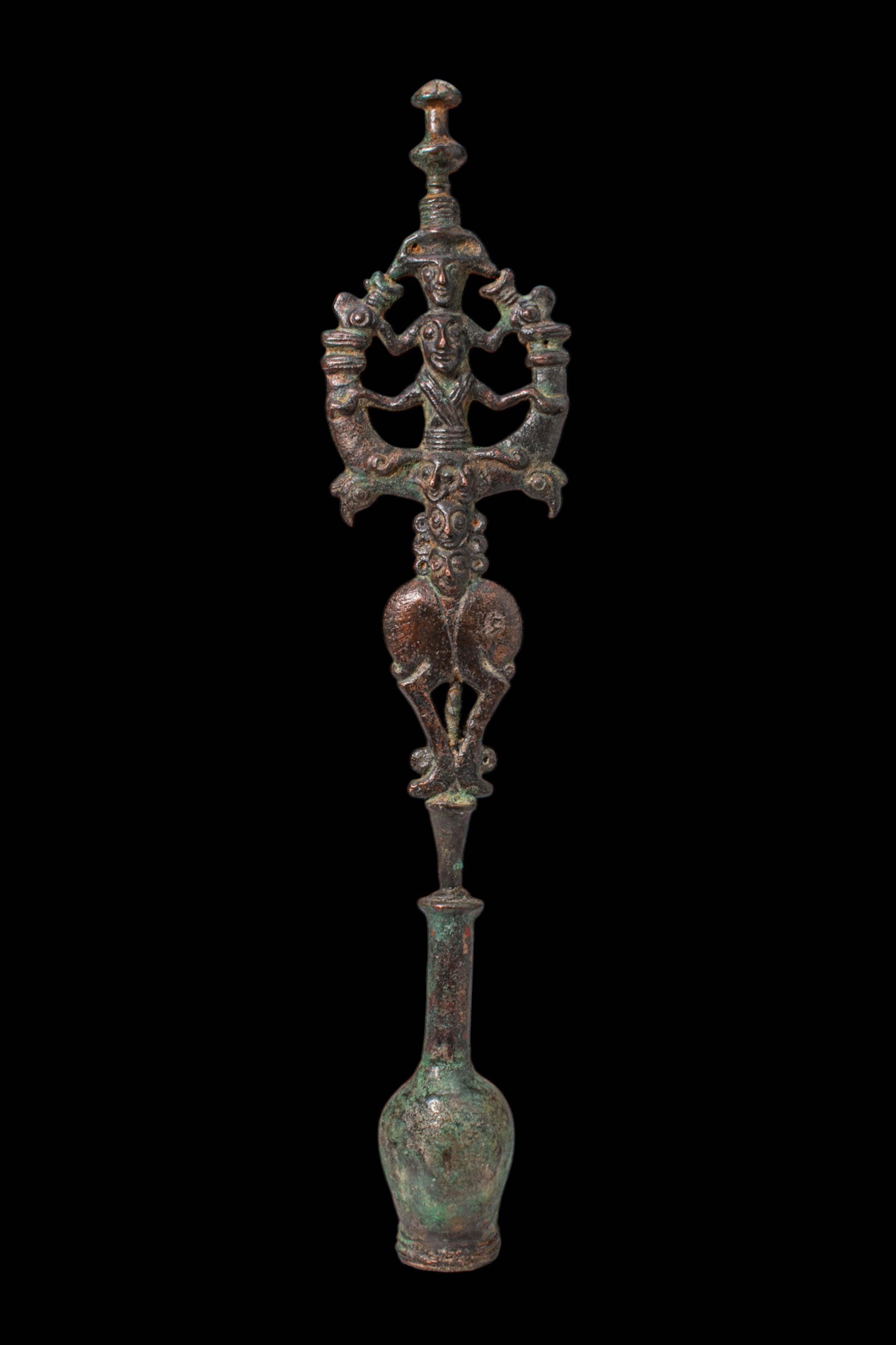 BRONZE AGE BRONZE SCEPTRE WITH MASTER OF ANIMALS