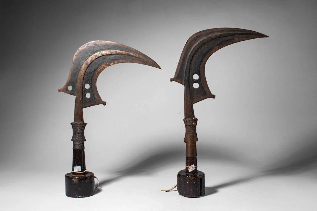 PAIR OF MANGBETU TRUMBASH SICKLE KNIVES