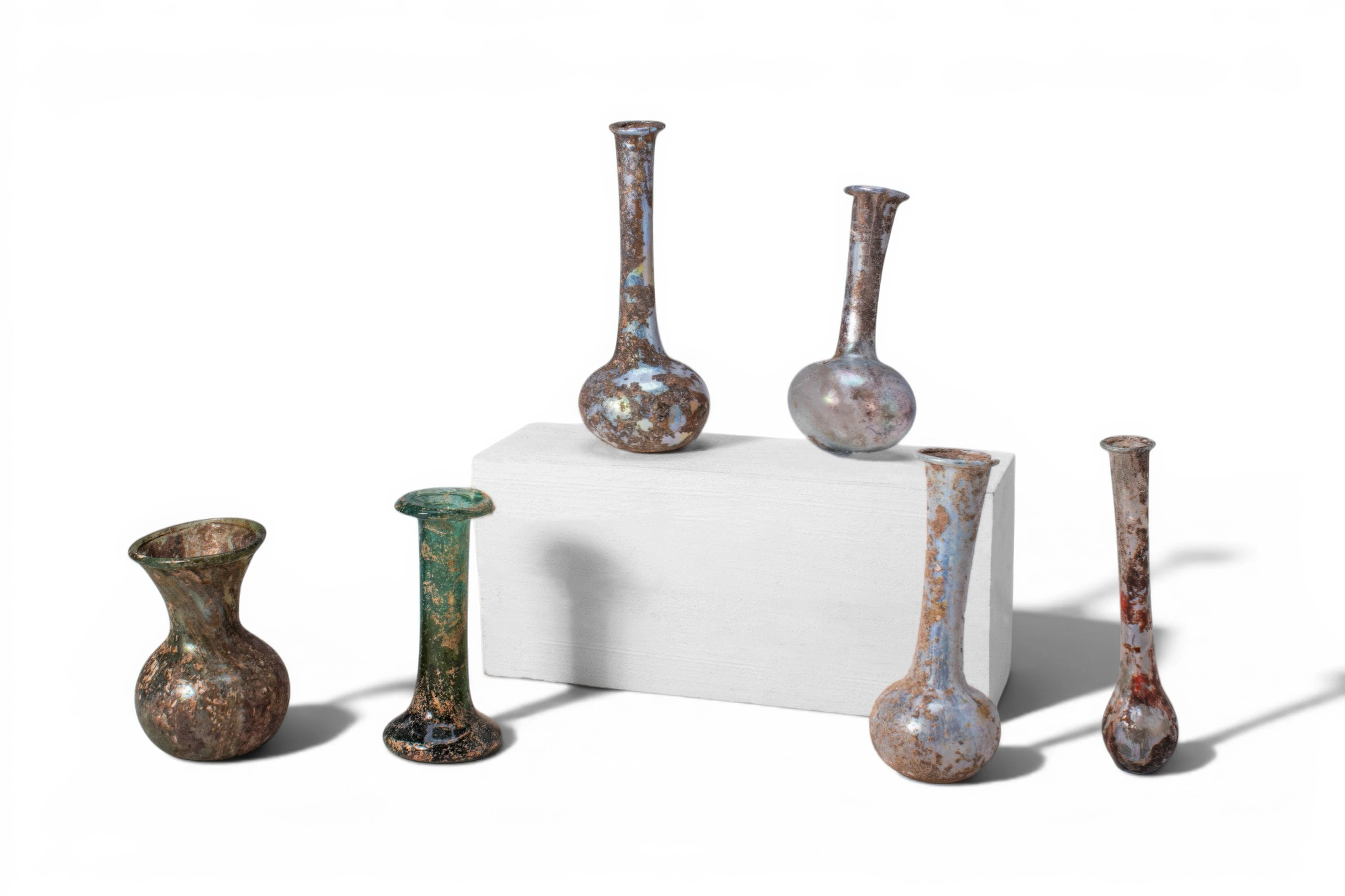 LARGE COLLECTION OF ROMAN GLASS UNGUENTARIA