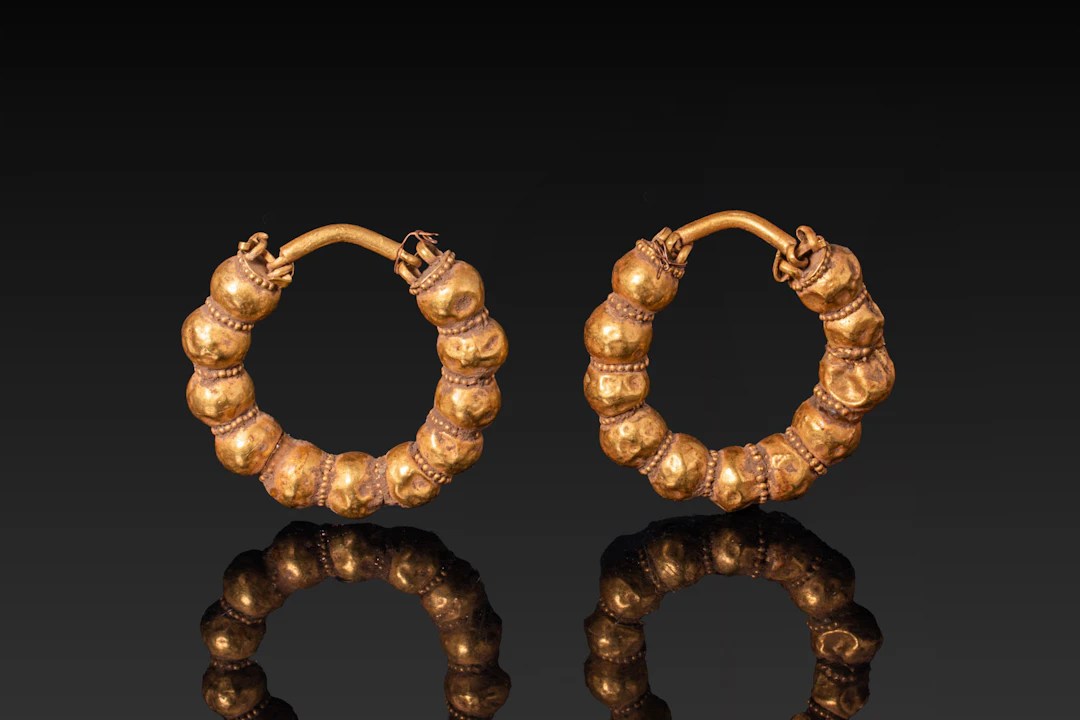 MATCHED PAIR OF GREEK GOLD EARRINGS