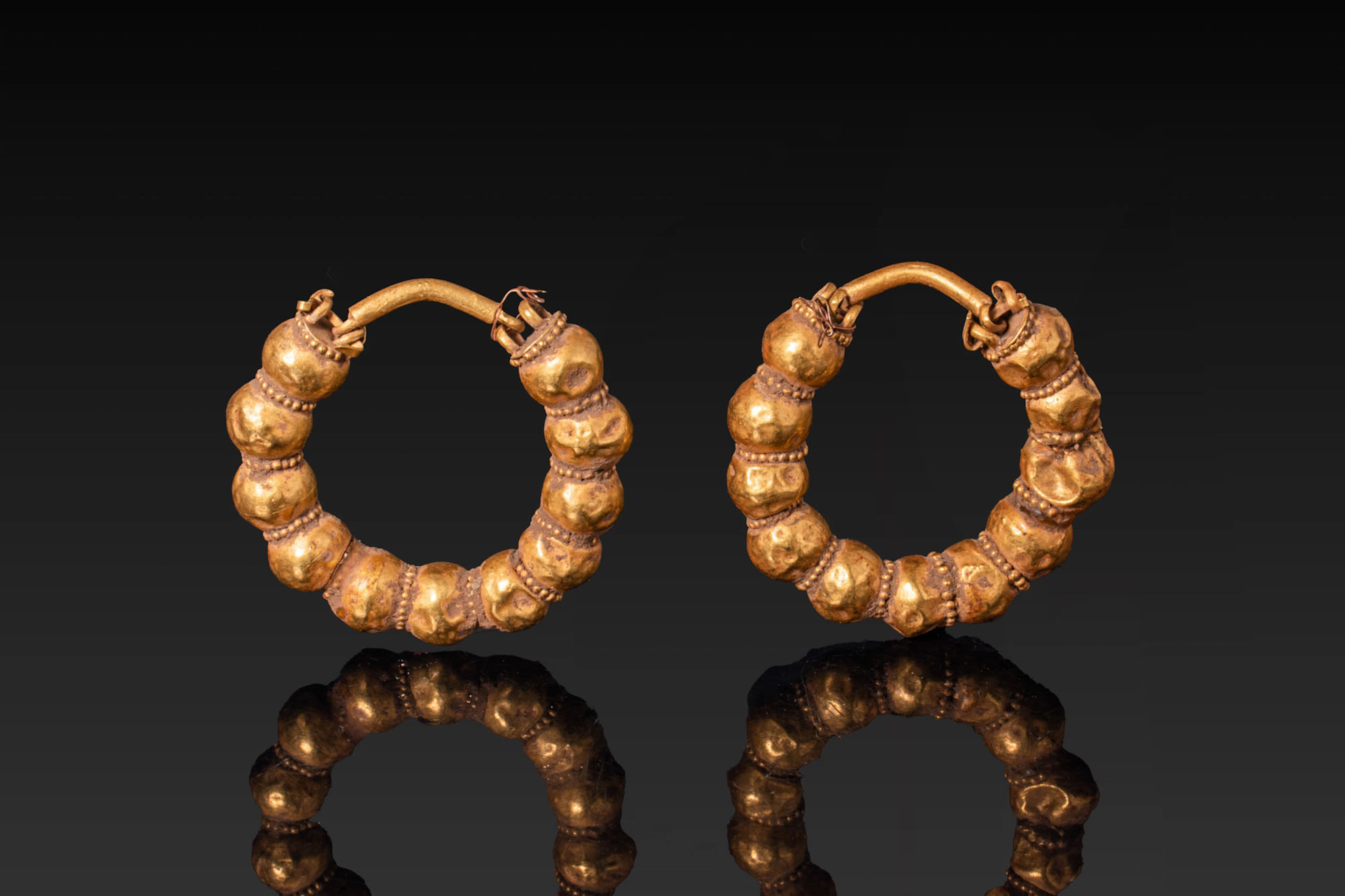 MATCHED PAIR OF GREEK GOLD EARRINGS