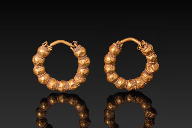 MATCHED PAIR OF GREEK GOLD EARRINGS