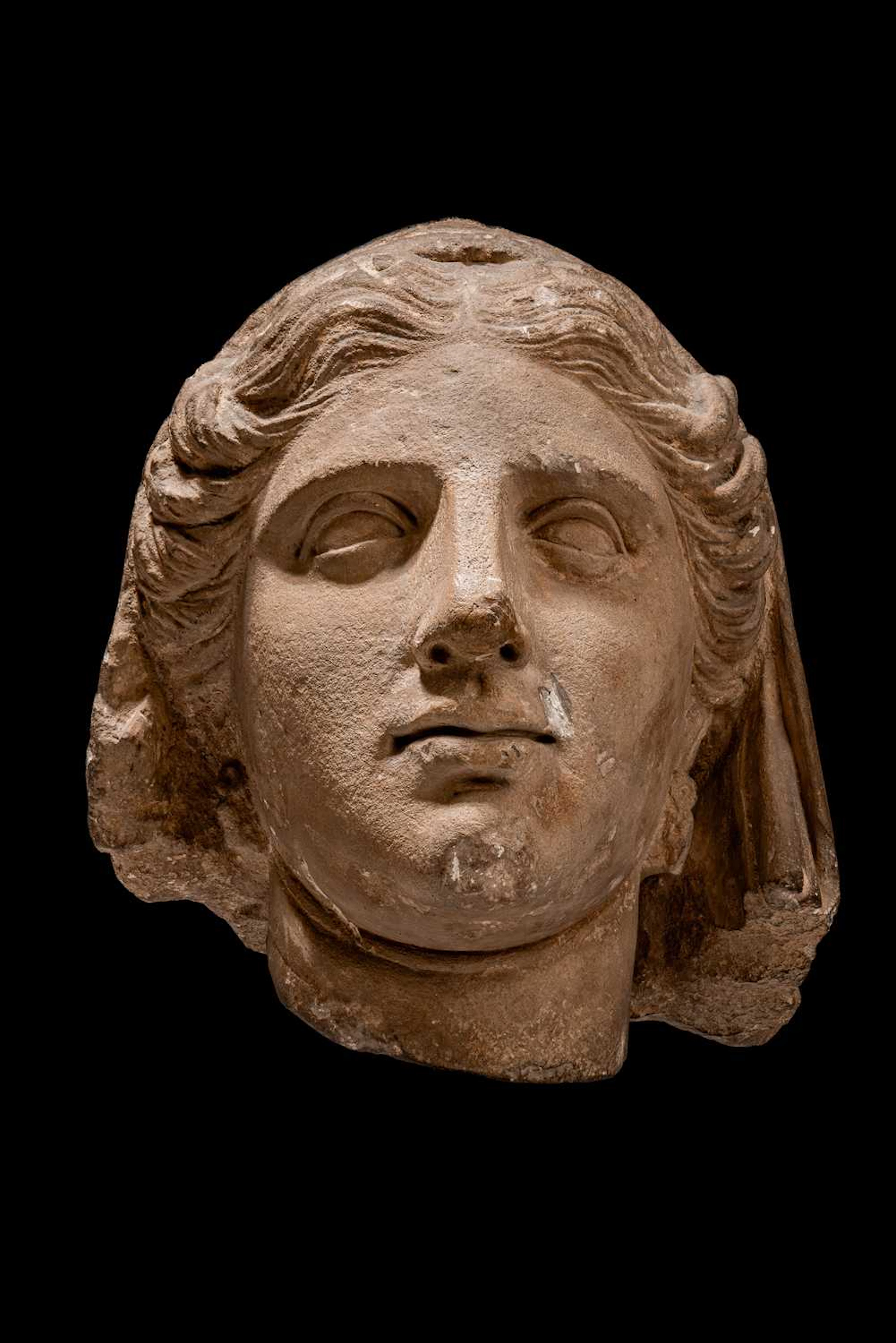 RARE ROMAN MARBLE VEILED FEMALE HEAD