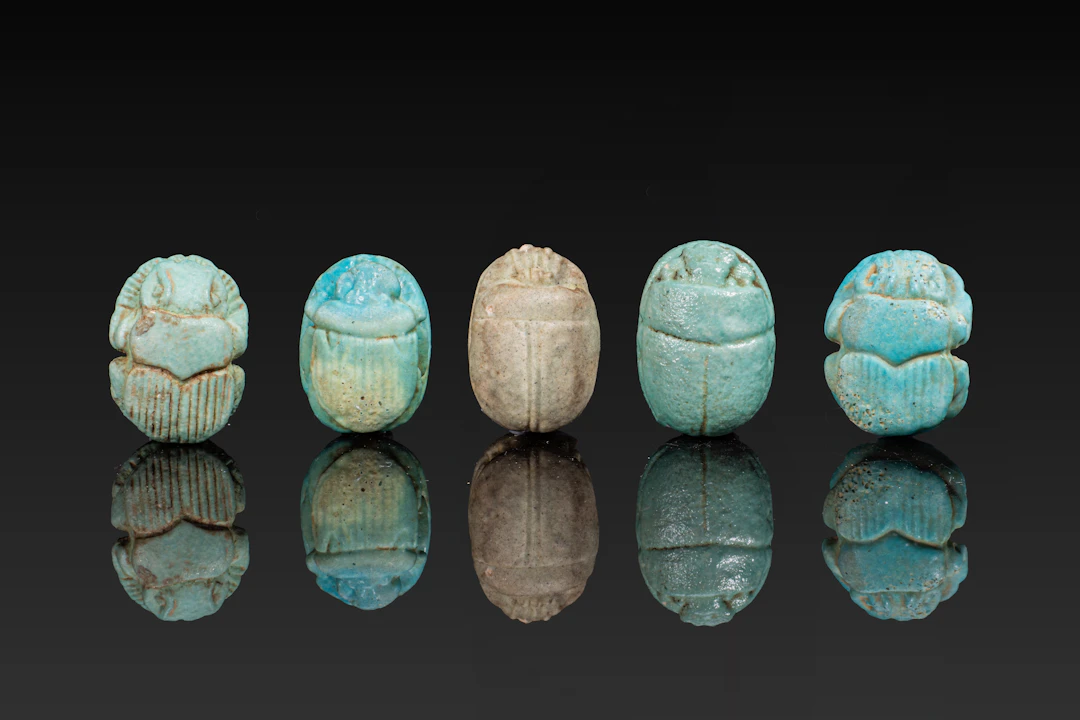 COLLECTION OF EGYPTIAN FAIENCE SCARABS