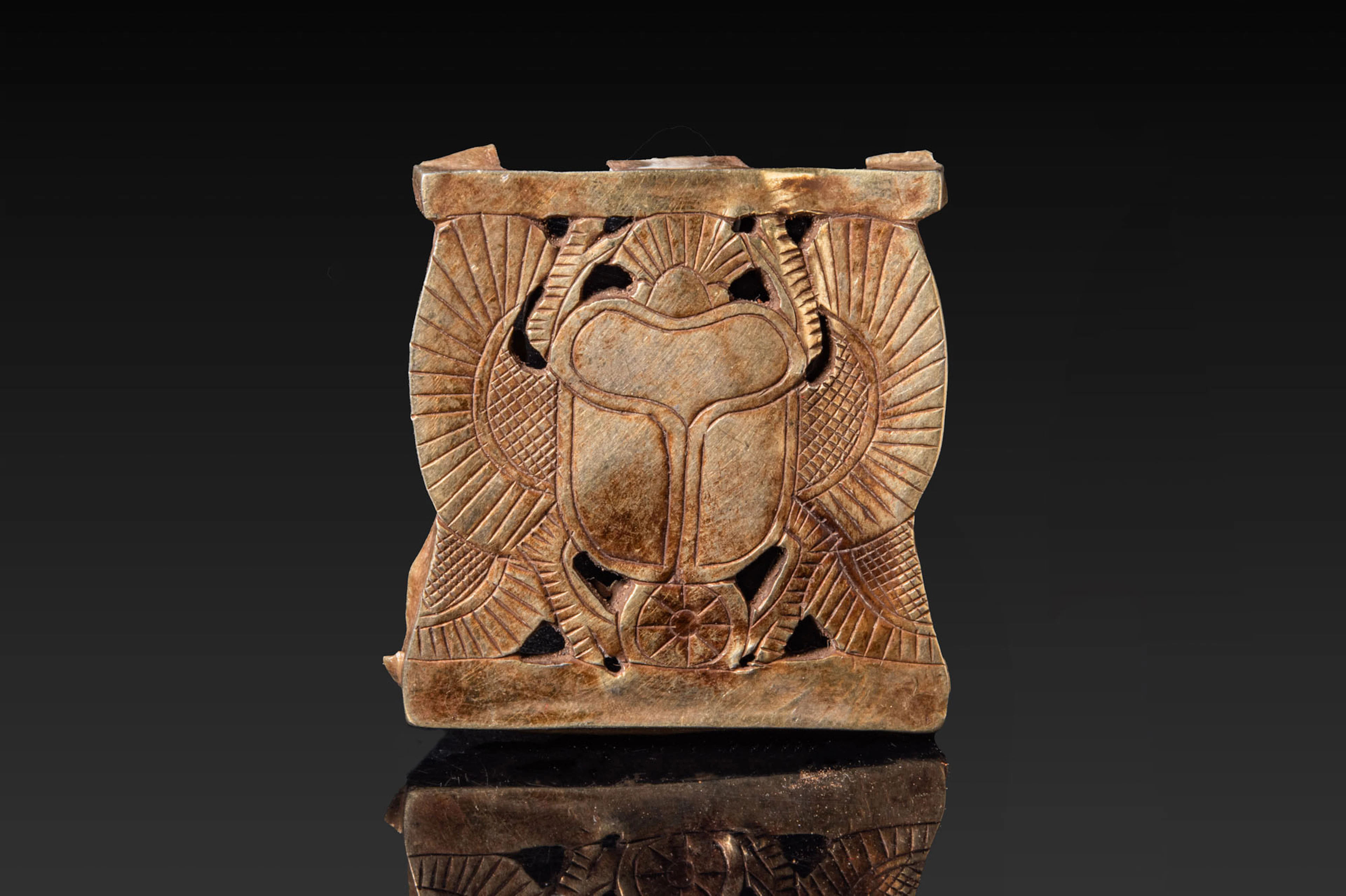RARE EGYPTIAN GOLD OPENWORK PECTORAL WINGED SCARAB