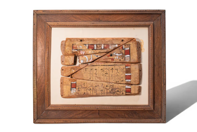 EGYPTIAN PAINTED WOODEN COFFIN PANEL OF NEFER-KA