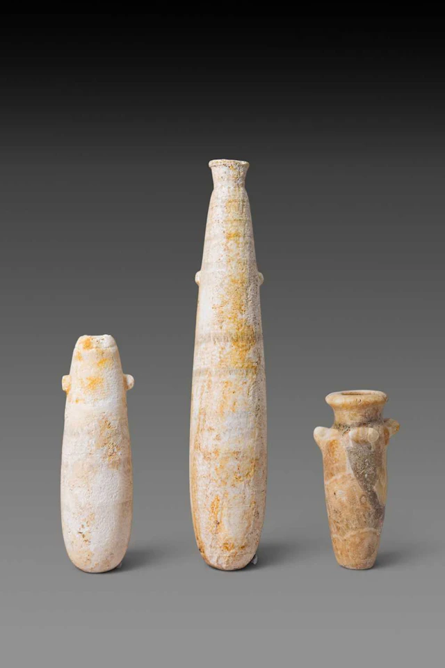 COLLECTION OF EGYPTIAN ALABASTER ALABASTRA