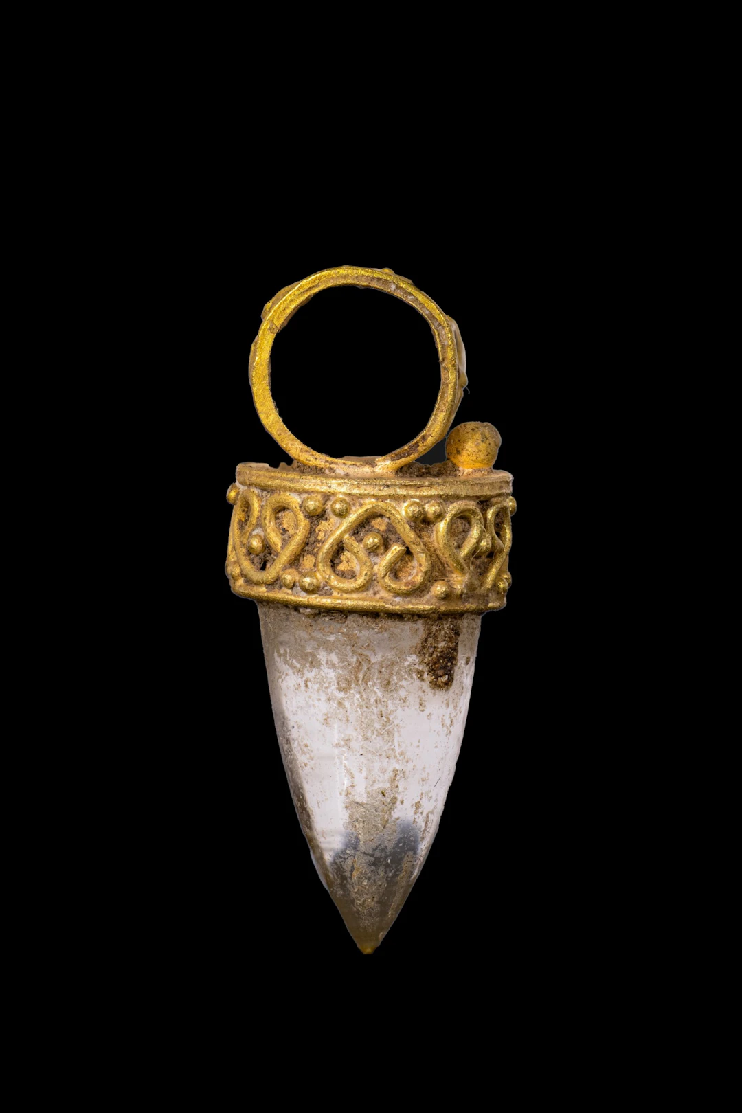 HELLENISTIC GOLD AND ROCK CRYSTAL PENDANT WITH GRANULATION