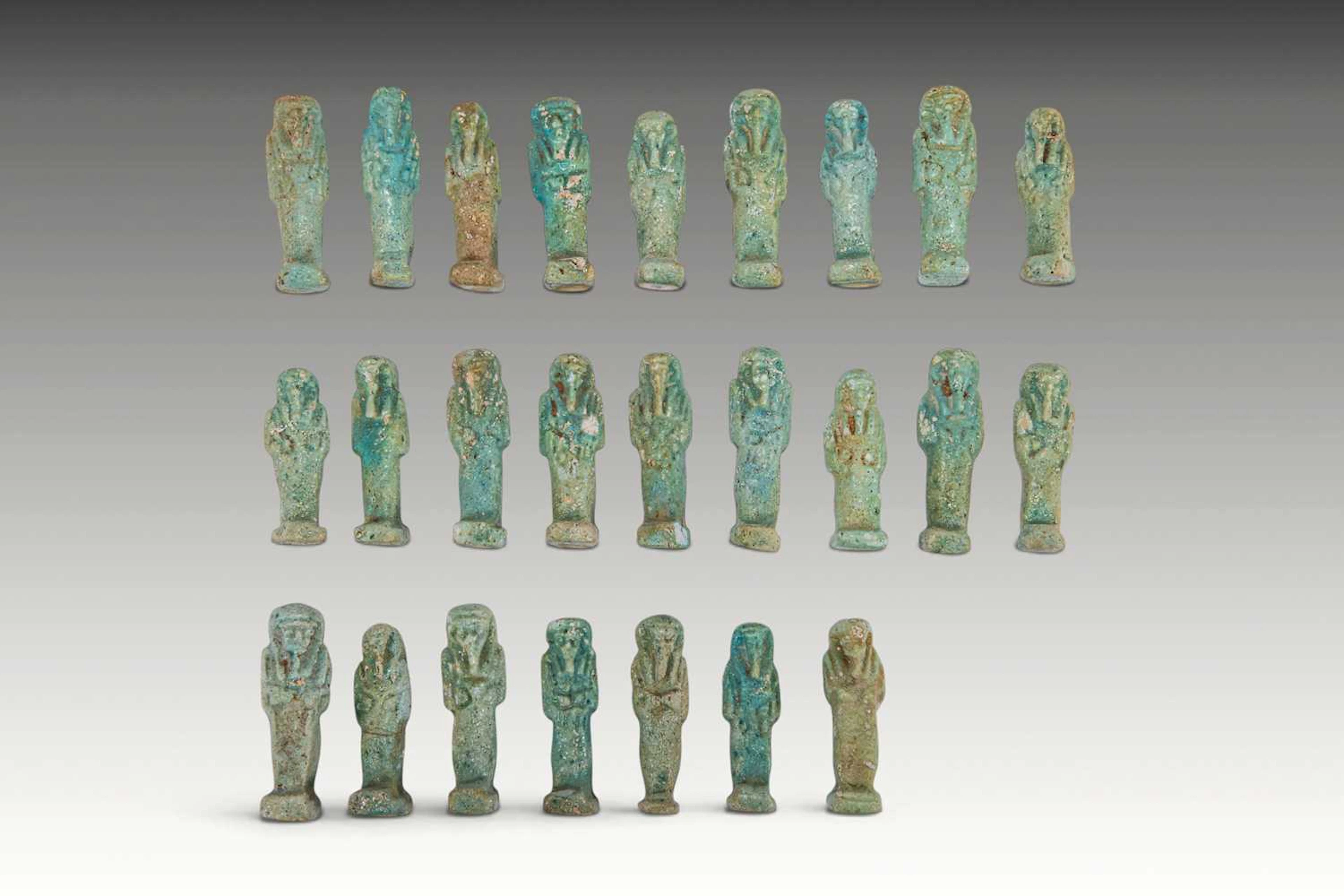 LARGE COLLECTION OF EGYPTIAN FAIENCE USHABTIS