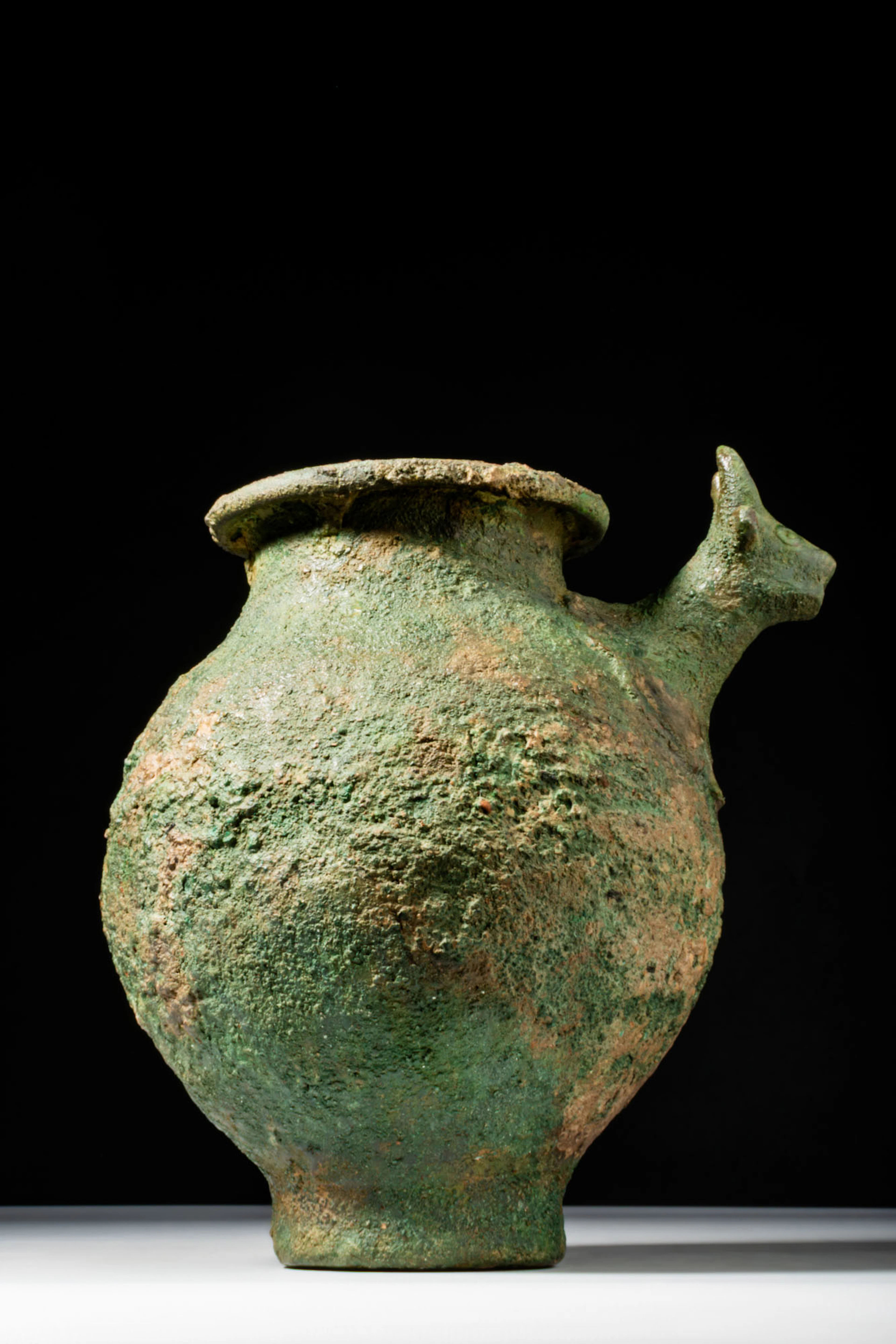 URARTIAN BRONZE JAR WITH BULL HEAD