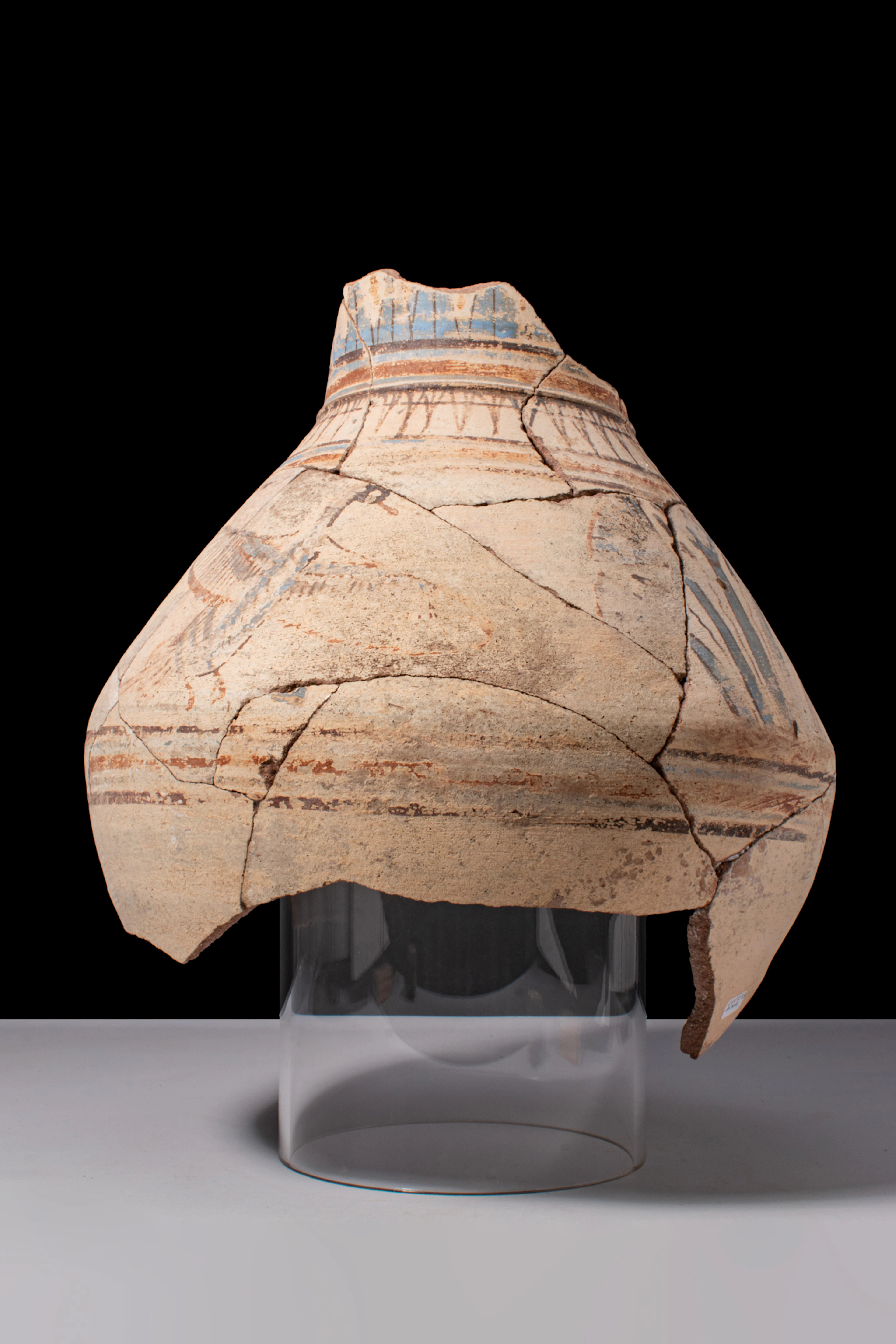 EGYPTIAN PAINTED POTTERY JAR WITH NILOTIC SCENE