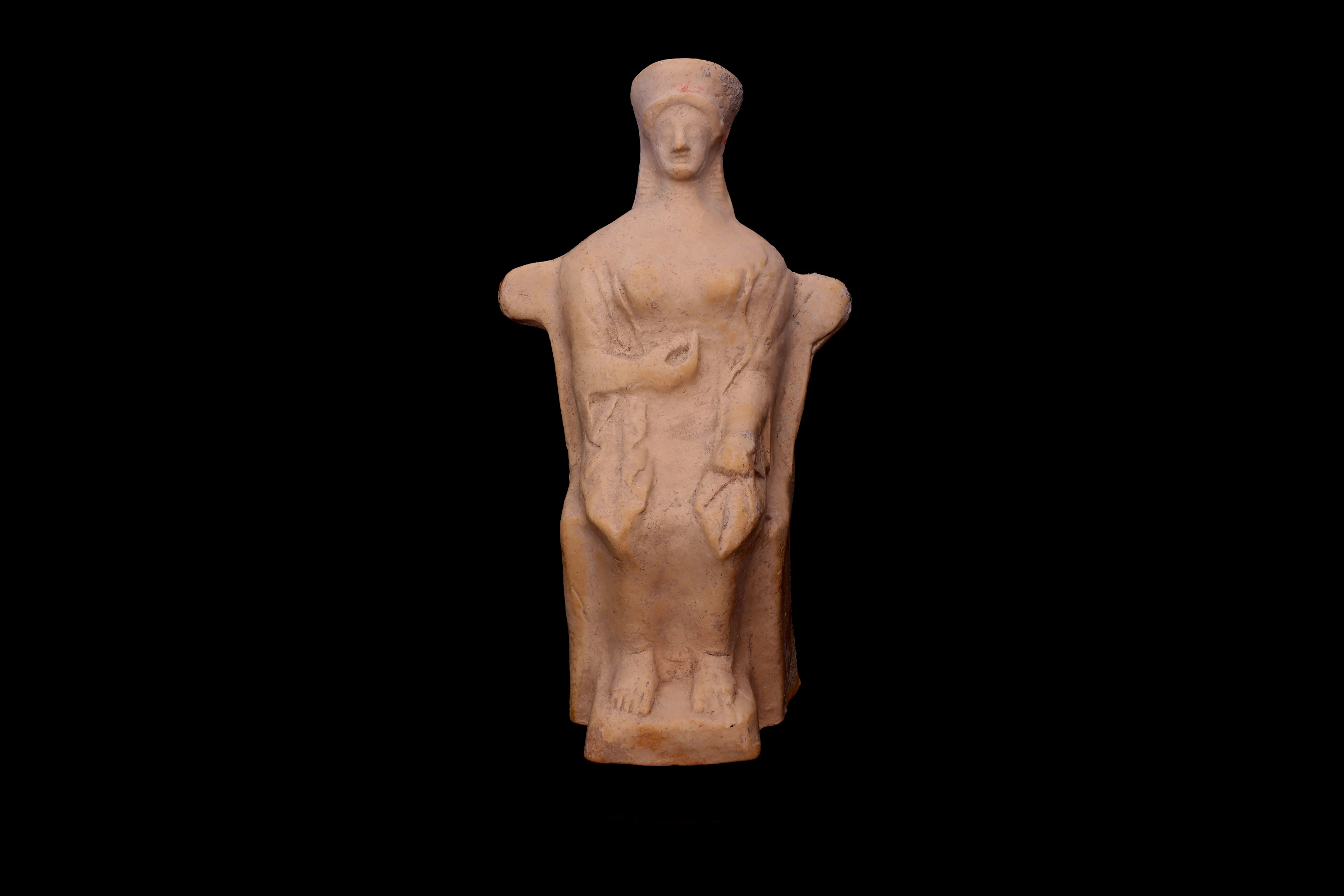 GREEK TERRACOTTA SEATED FEMALE WITH POLOS