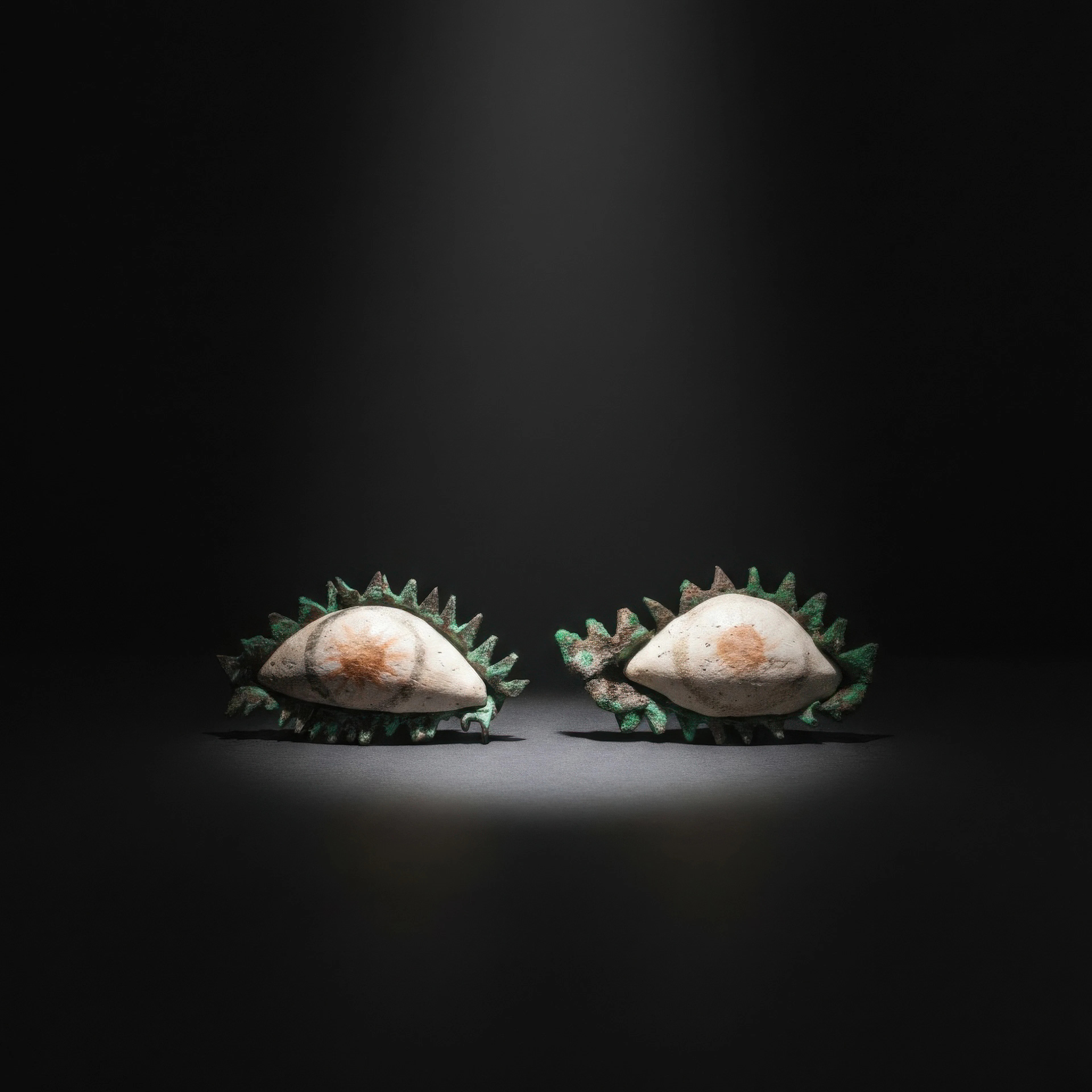 PAIR OF GREEK BRONZE AND STONE EYES