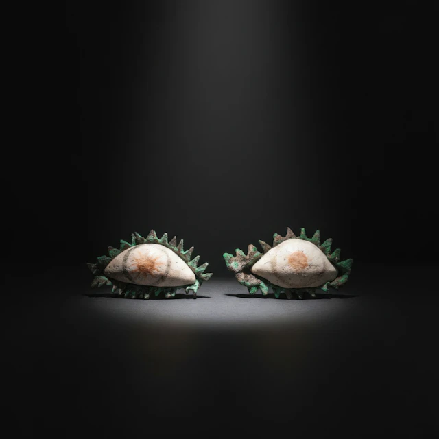 PAIR OF GREEK BRONZE AND STONE EYES