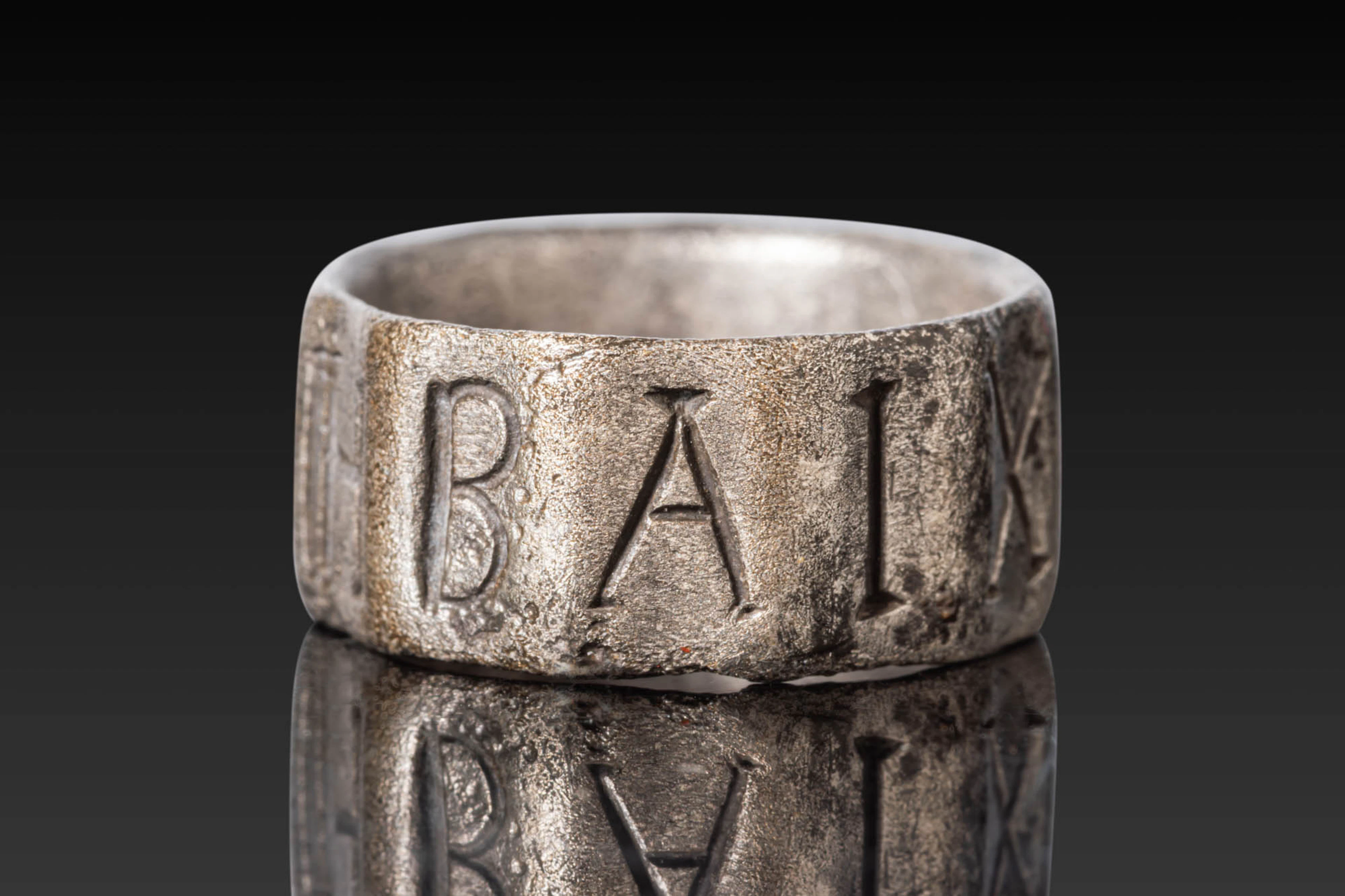 BYZANTINE SILVER RING WITH DEDICATION INSCRIPTION CHI-RO IH BAICHTYS
