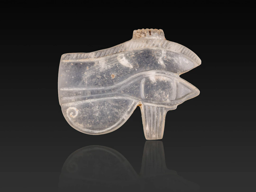 EGYPTIAN ROCK CRYSTAL WEDJAT EYE AMULET