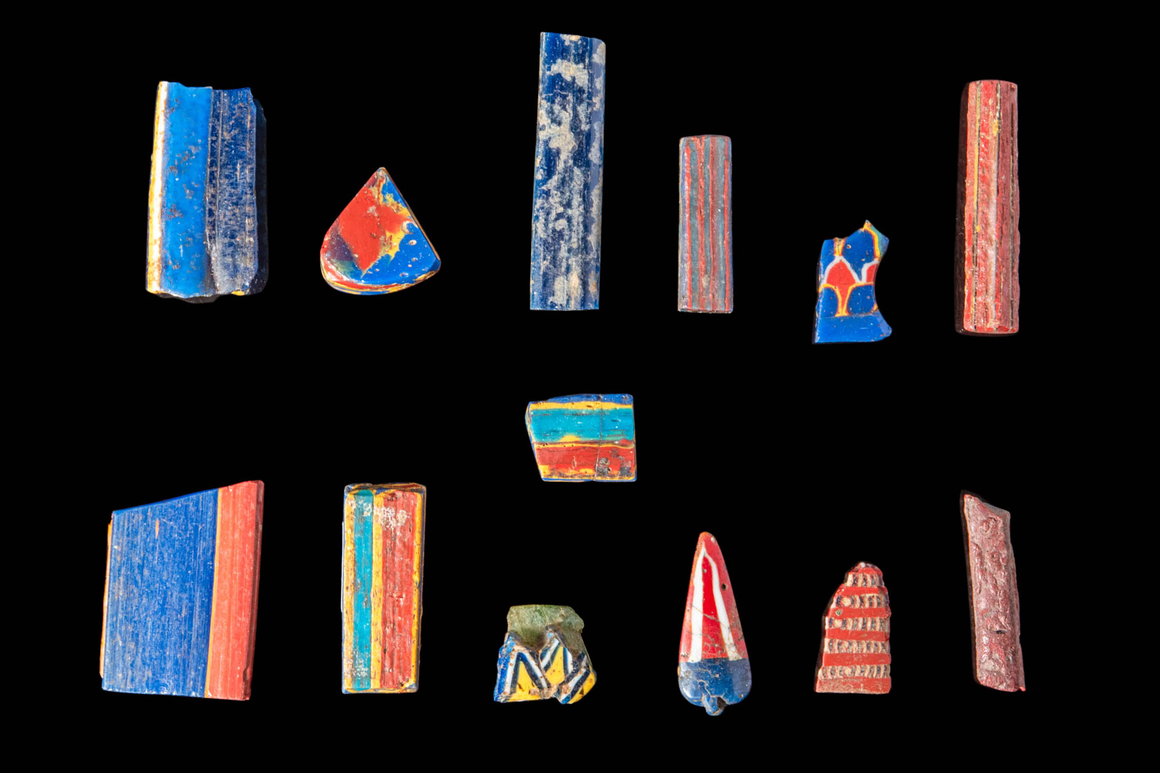 SET OF ROMANO - EGYPTIAN MOSAIC GLASS CANES AND INLAYS