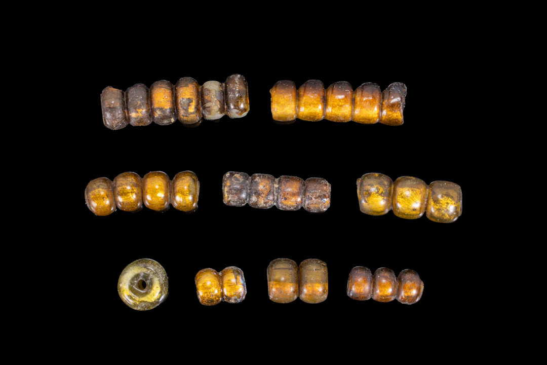 COLLECTION OF VIKING GOLD LEAF GLASS BEADS