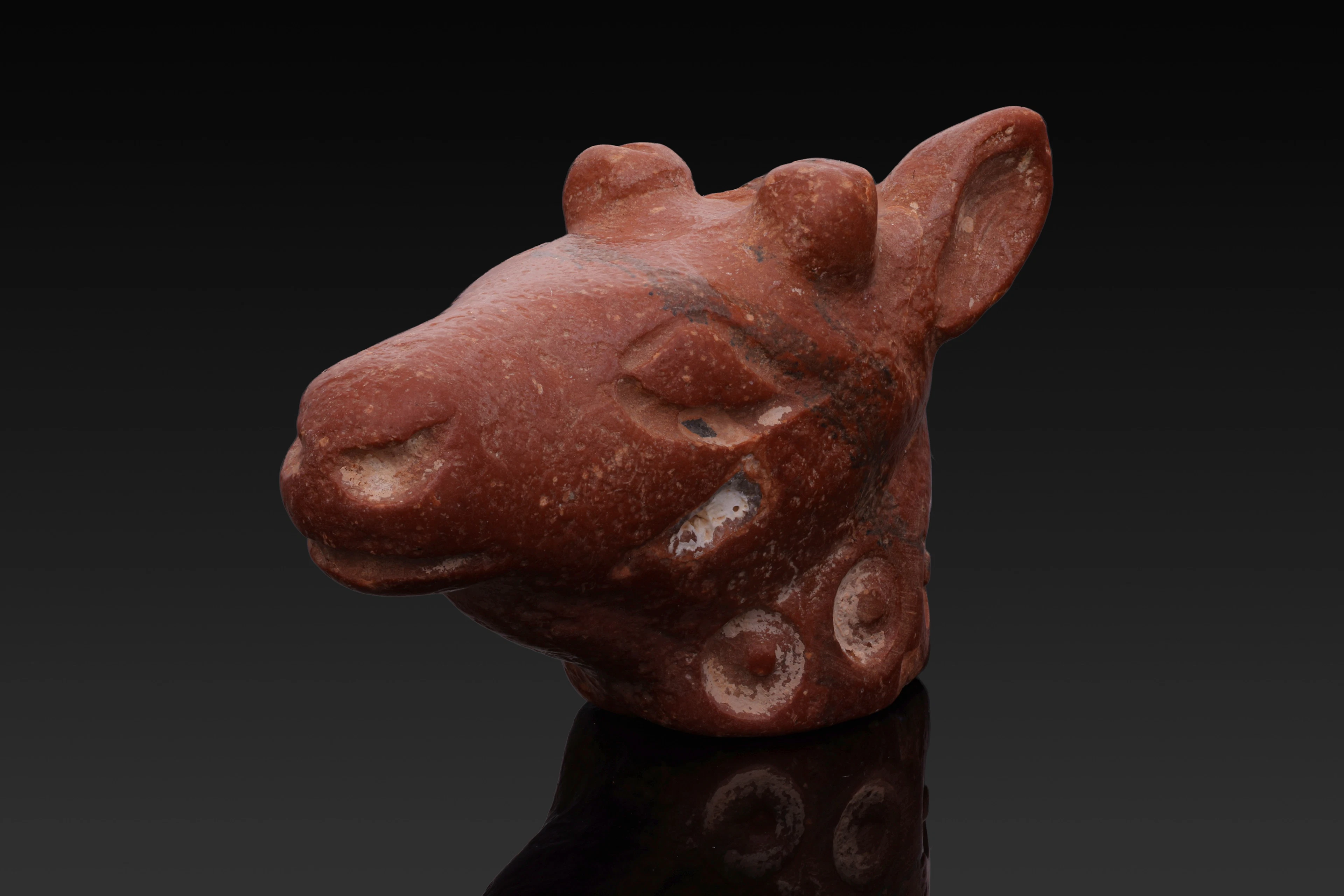 ELAMITE RED STONE DEER HEAD