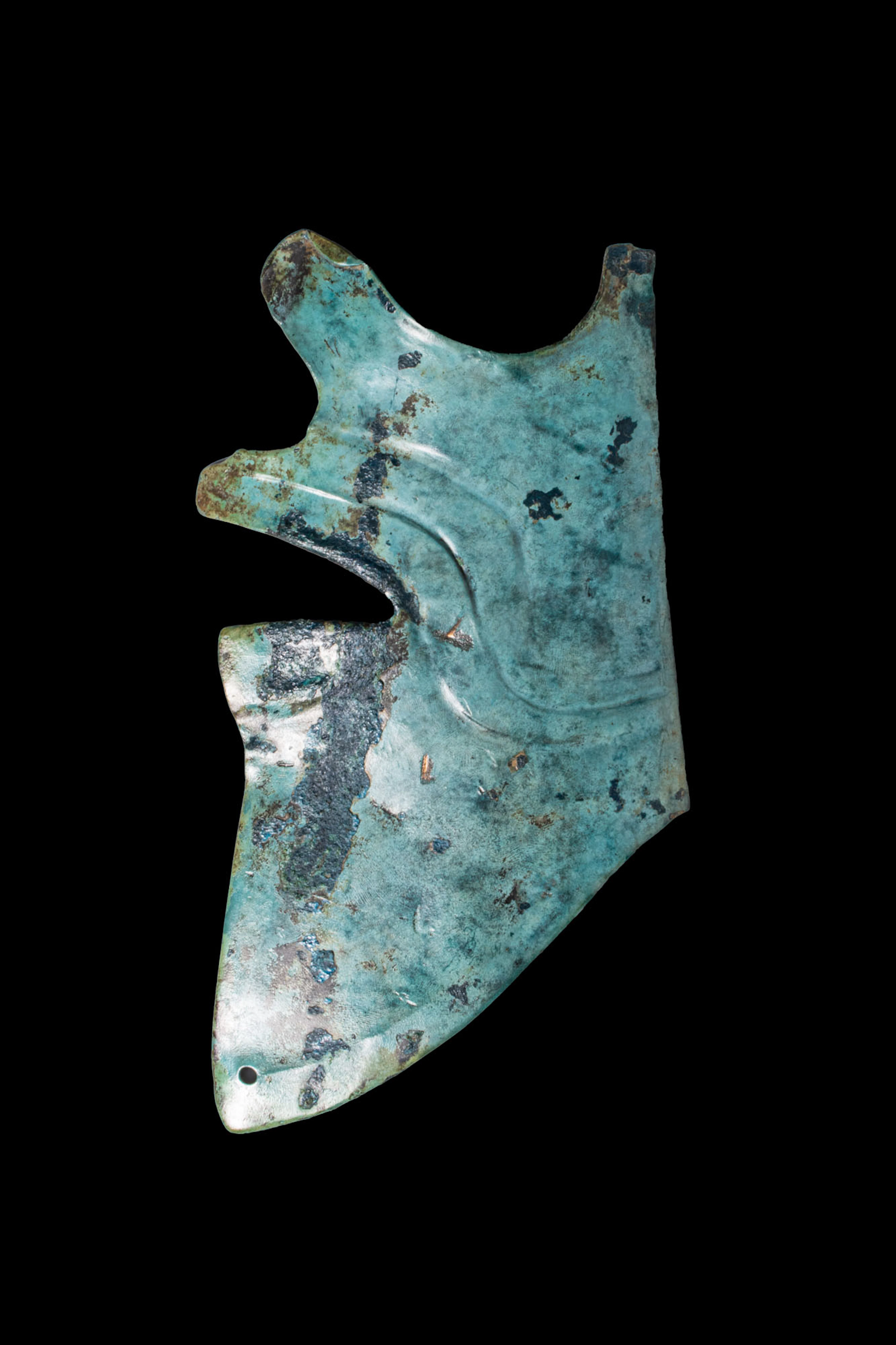 VERY FINE LEFT CHEEKPIECE OF PHRYGIAN BRONZE HELMET