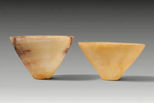 PAIR OF EGYPTIAN ALABASTER OFFERING BOWLS