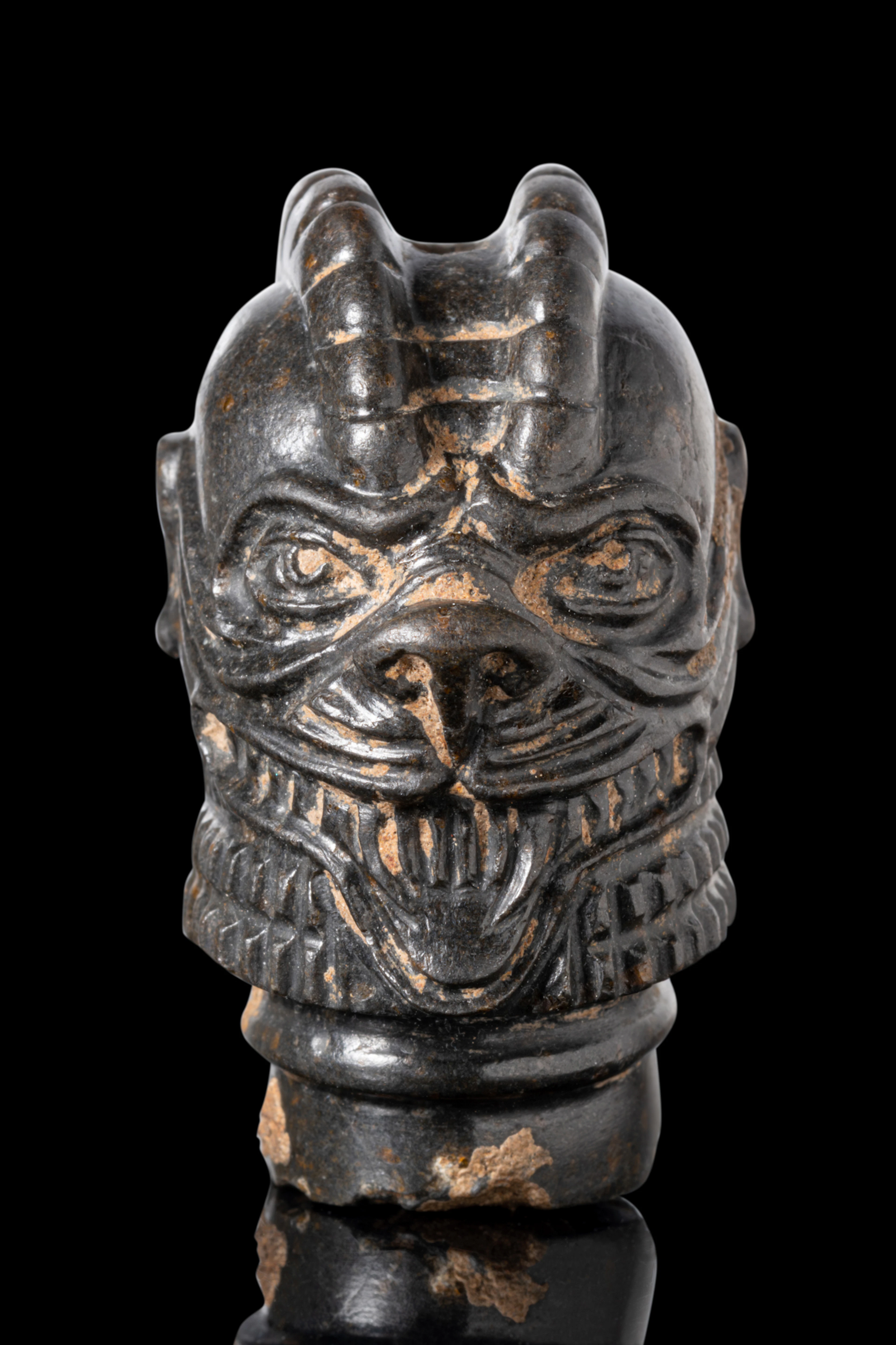 BABYLONIAN HEMATITE HEAD OF PAZUZU