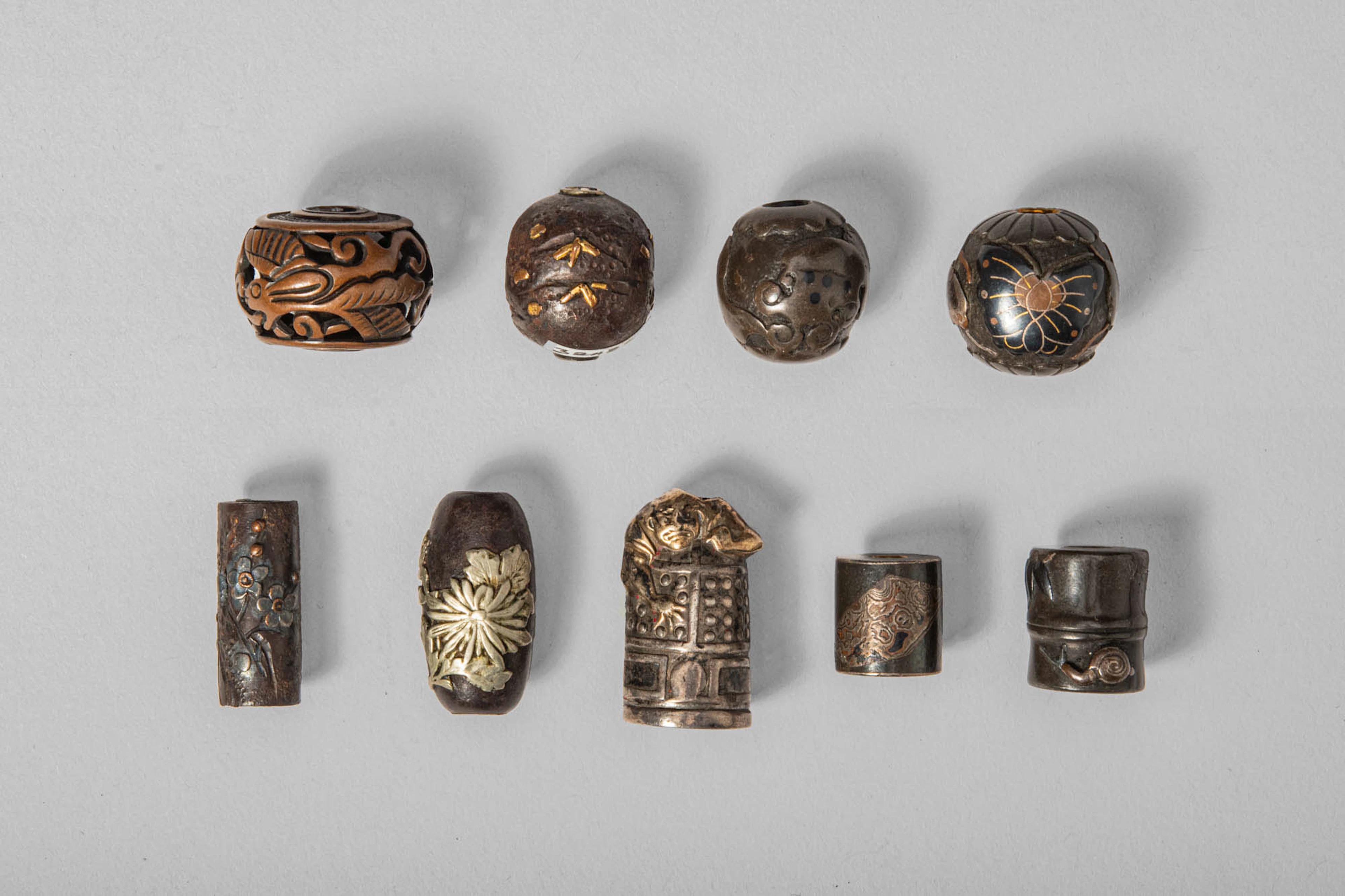GROUP OF NINE JAPANESE METAL OJIME
