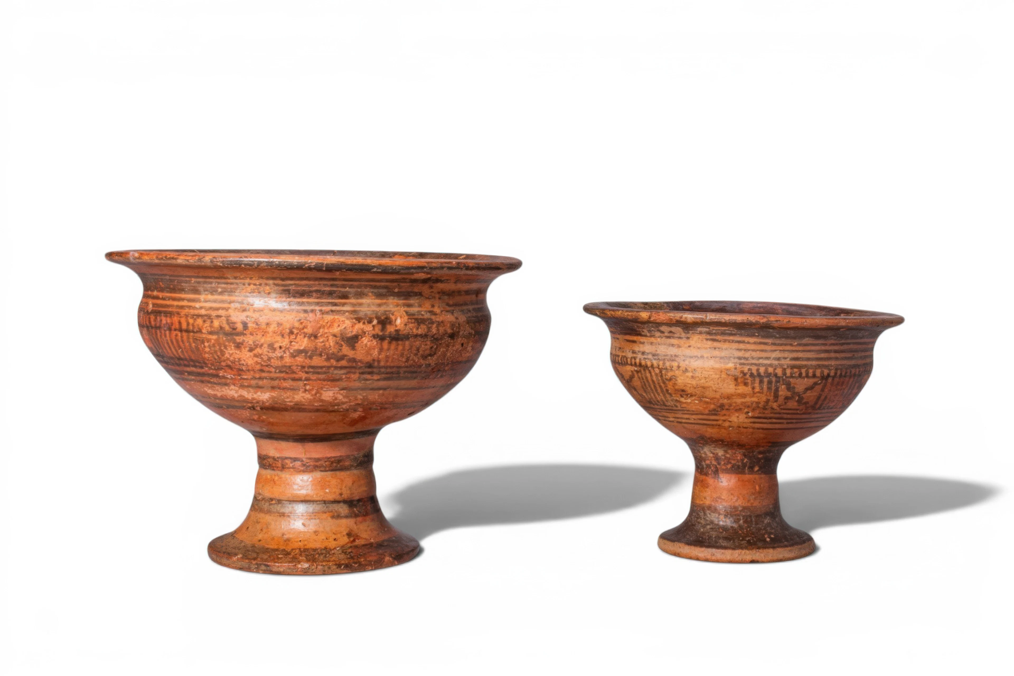 PAIR OF INDUS VALLEY CHALICES WITH GEOMETRIC DECORATION