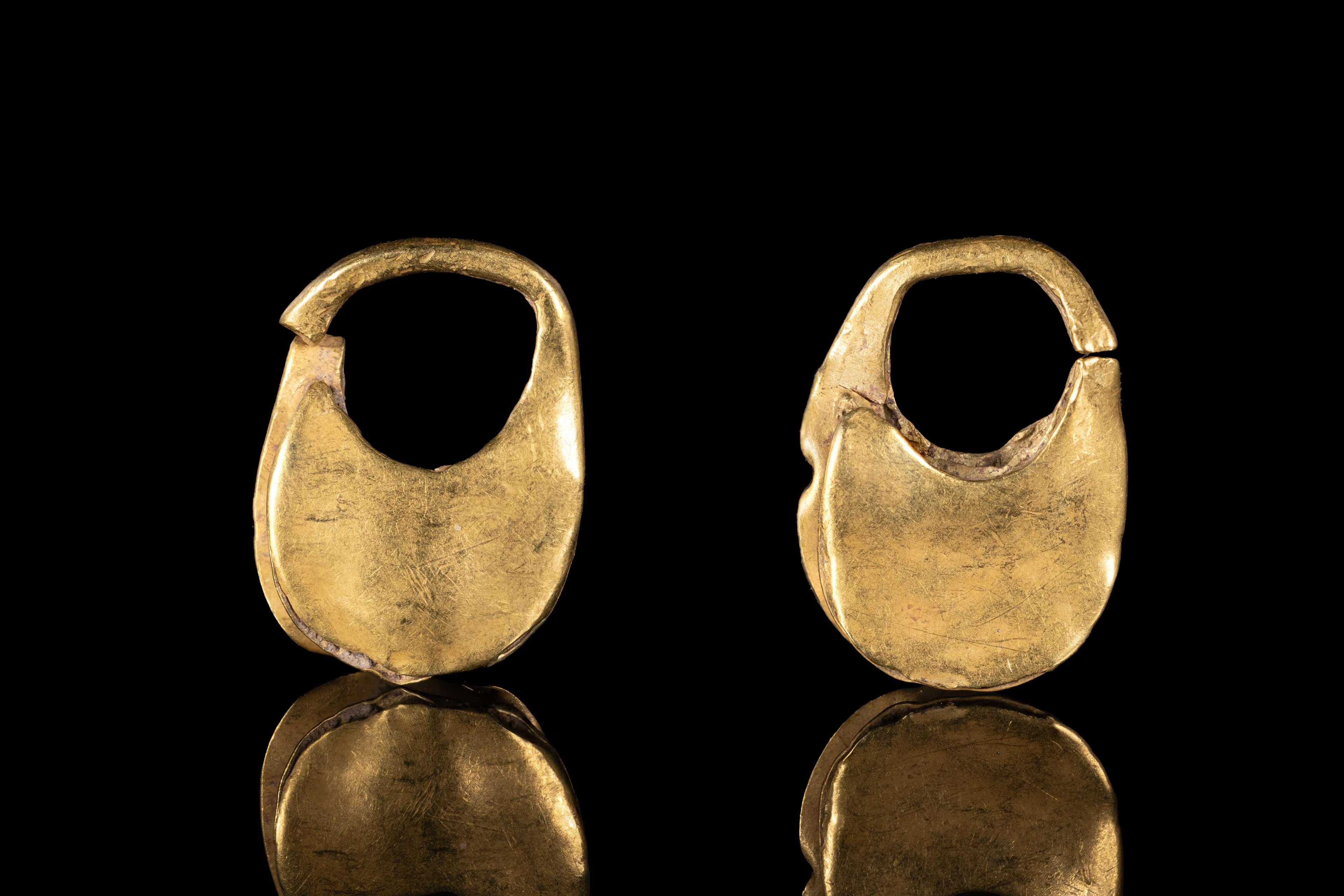 MATCHED PAIR OF PHOENICIAN GOLD EARRINGS