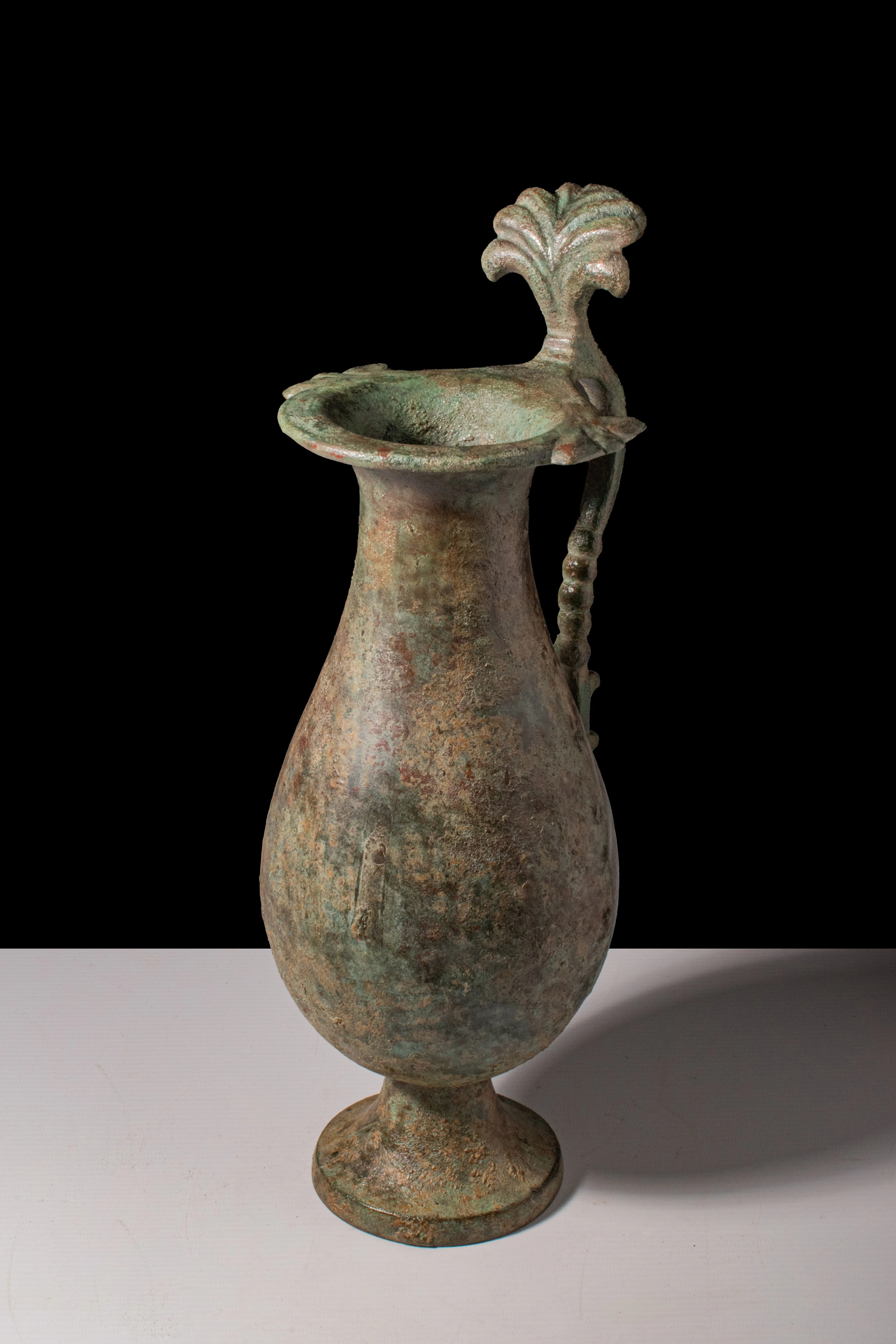 STUNNING BYZANTINE BRONZE JUG WITH PALMETTE THUMB-REST