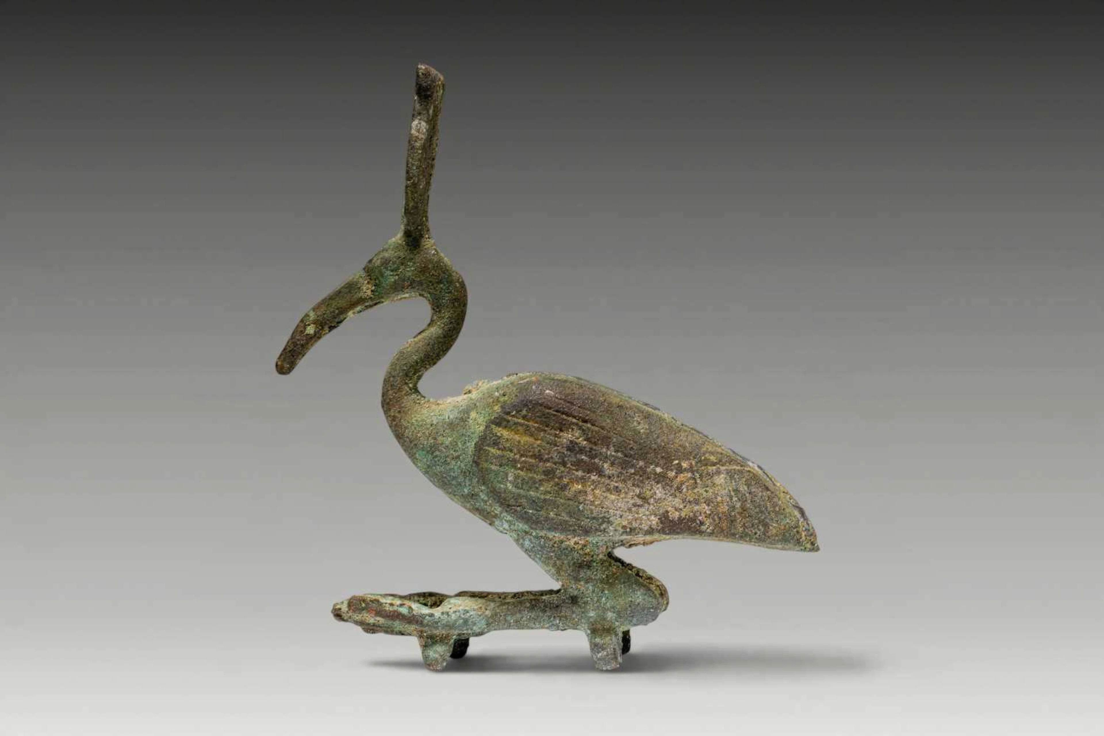 EGYPTIAN BRONZE FIGURINE OF AN IBIS