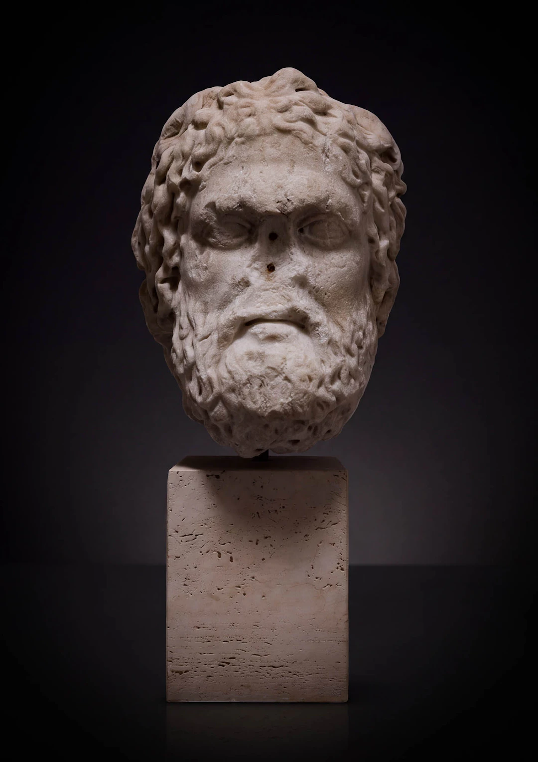 OVER LIFE-SIZE ROMAN MARBLE HEAD OF JUPITER OR POSEIDON