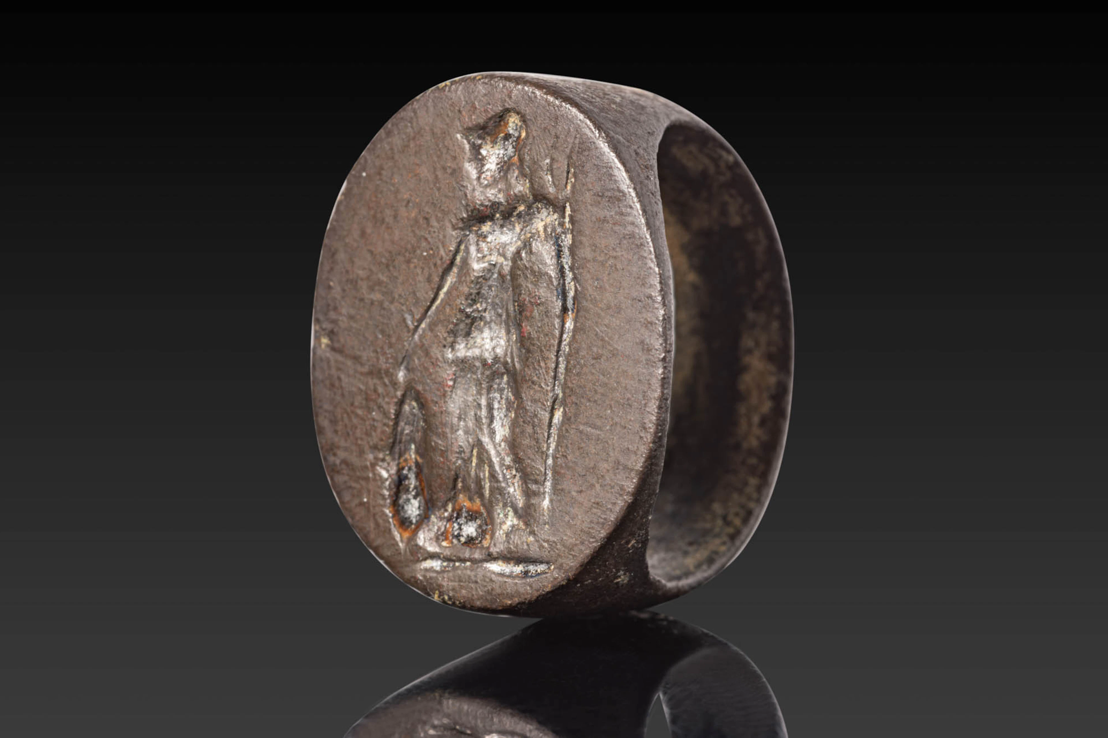 GREEK COPPER ALLOY RING WITH ATHENA