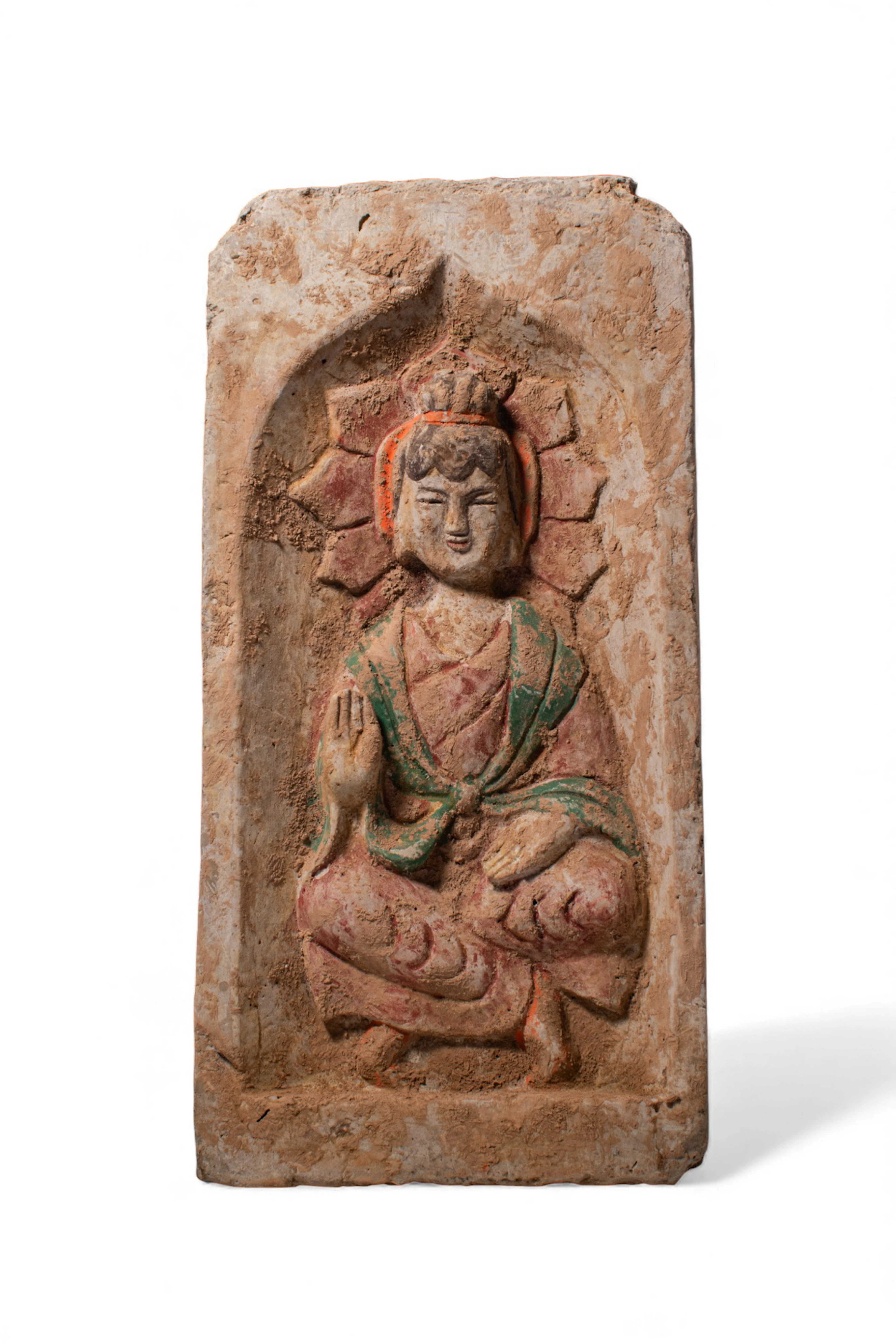 CHINESE TERRACOTTA BRICK DEPICTING BUDDHA - TL TESTED